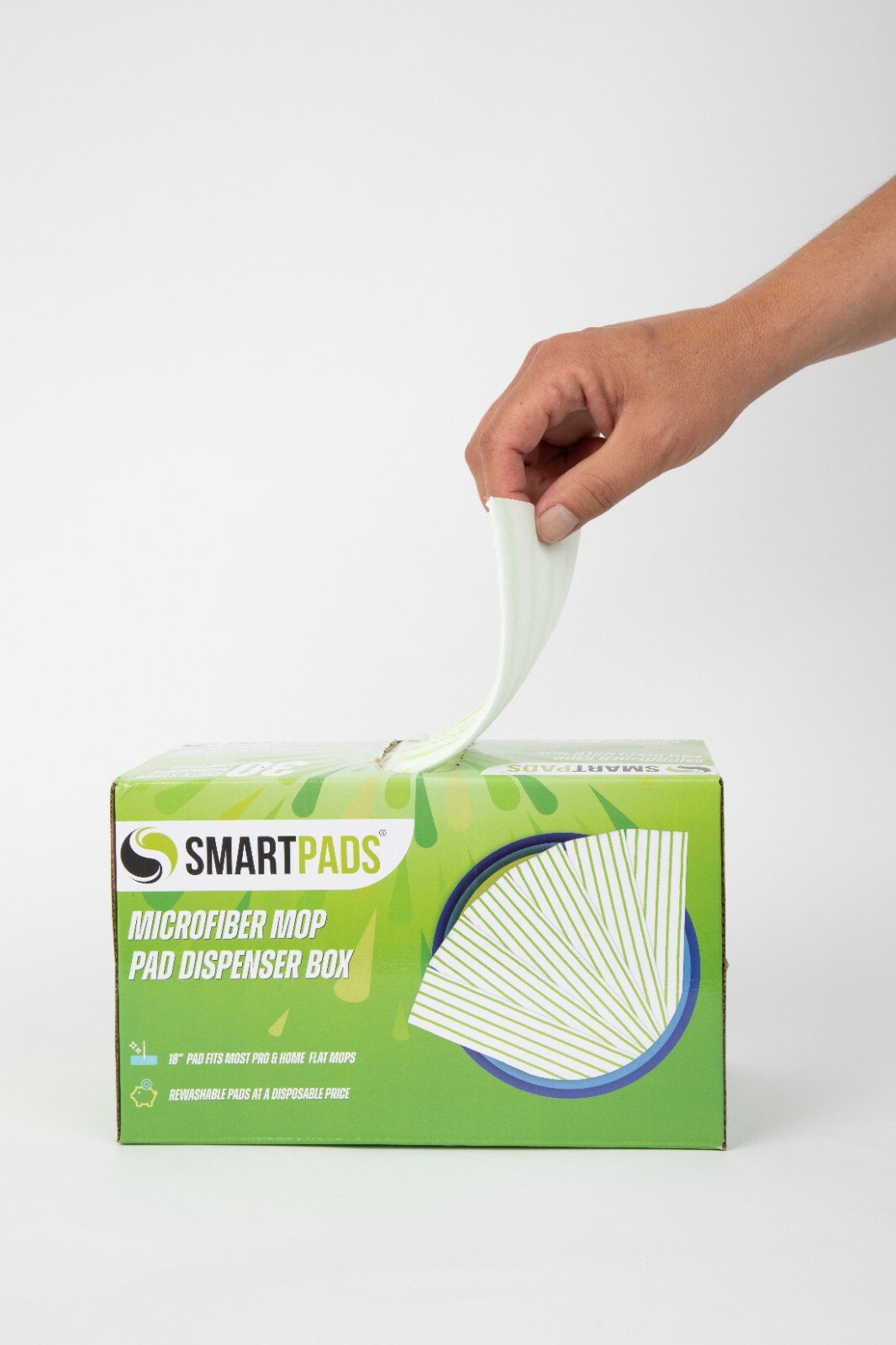 Box of 30 Reusable Mop Pads (18 Inch) Dispenser Box, Color Options, Microfiber