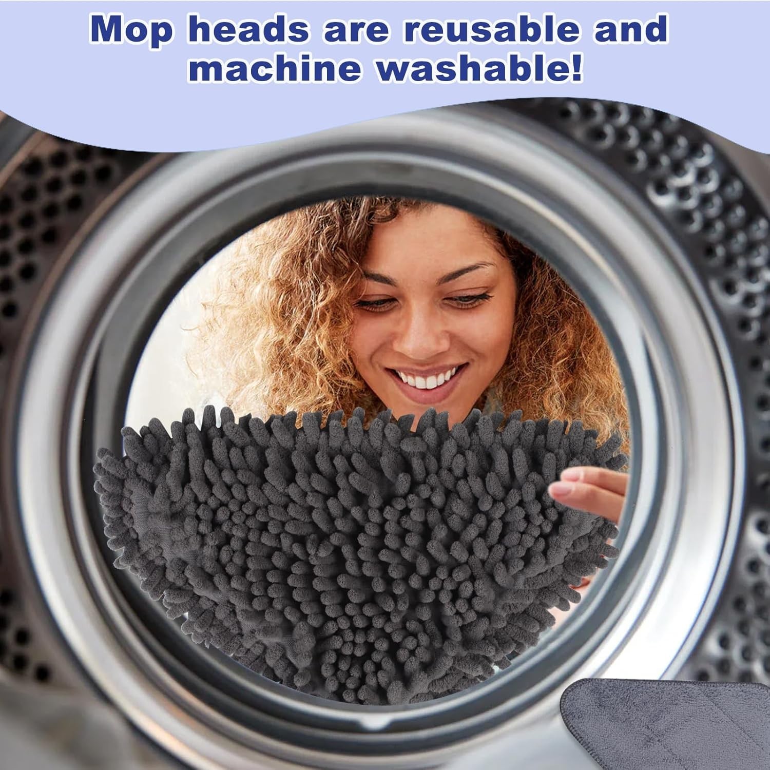 Wall Cleaner Mop with Long Handle 79 Inches 360° Swivel Microfiber Pads