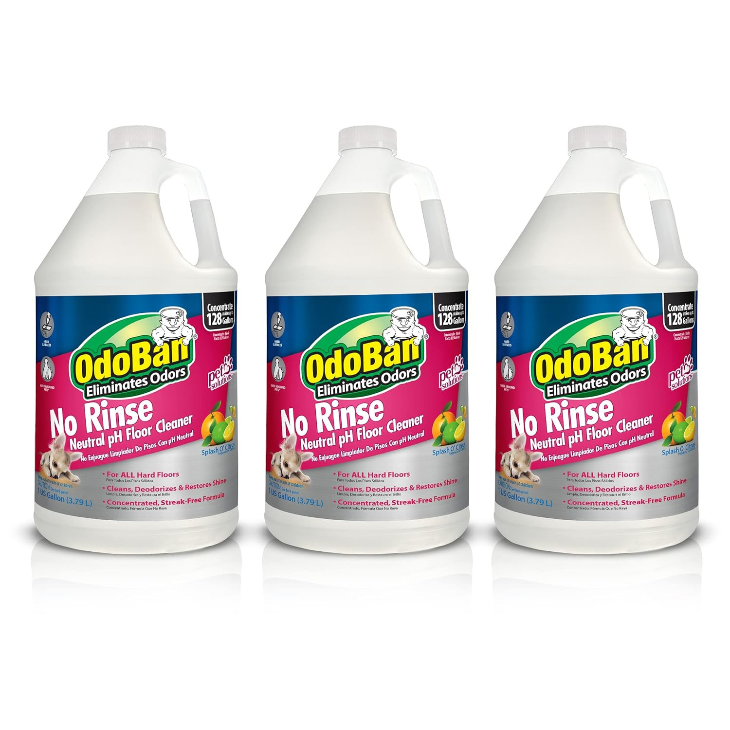 Pet Solutions No Rinse Neutral Ph Floor Cleaner Concentrate, 3 Gallons, Splash O