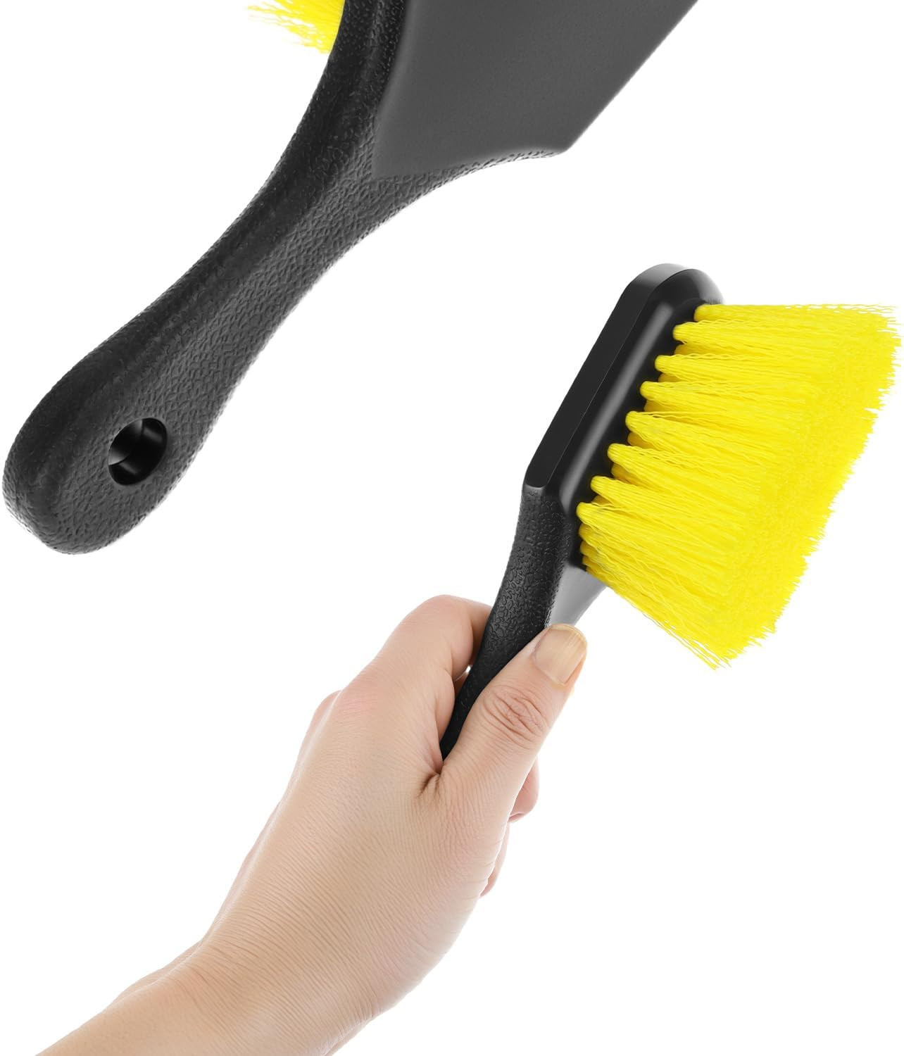 8″ Utility Scrub Brush with Plastic Handle and Yellow Polypropylene Bristles, 2