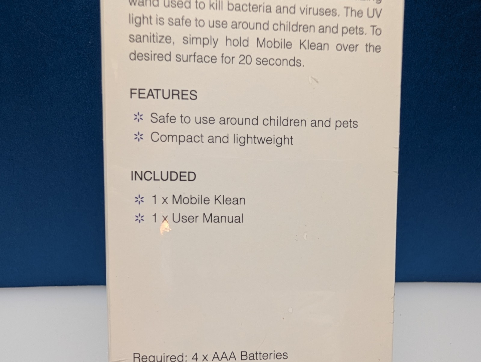 Mobile Klean Pocket Light Sanitizer Wand New