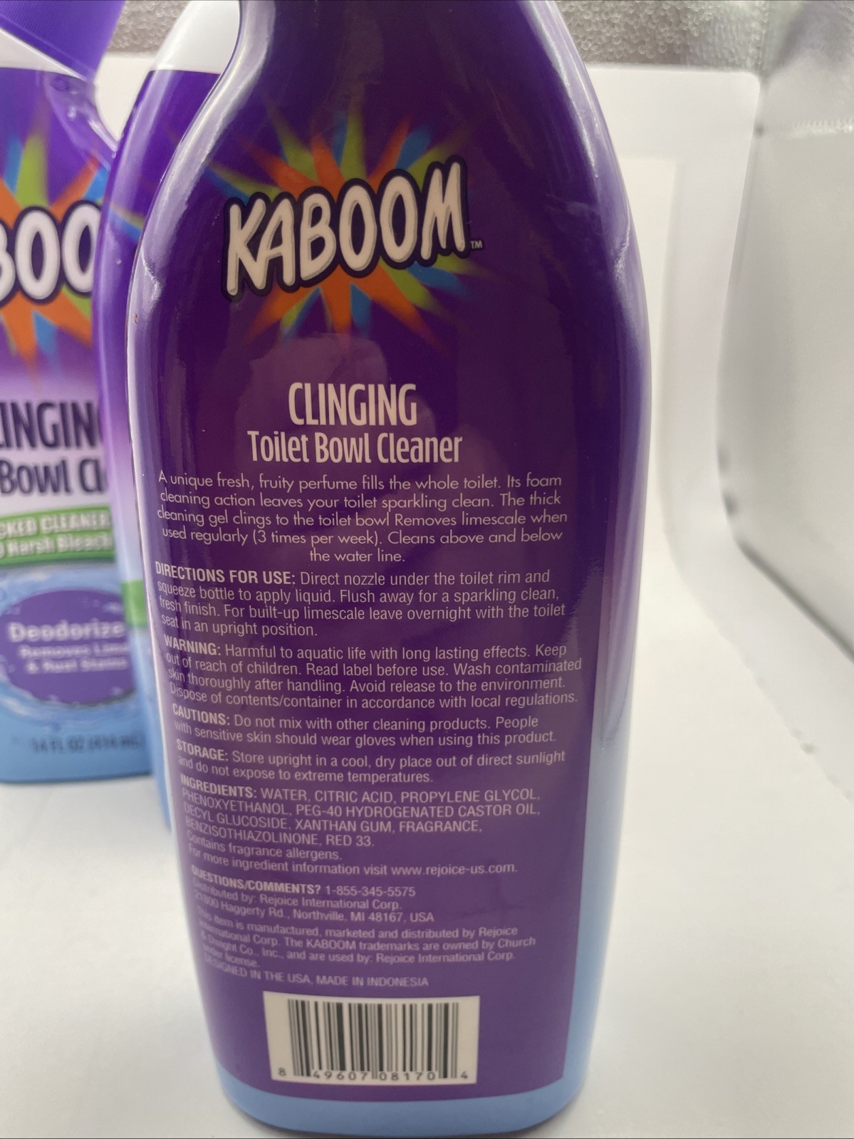 KABOOM Clinging Toilet Bowl Cleaner & Deodorizer 14 Oz Ea 3 Pack