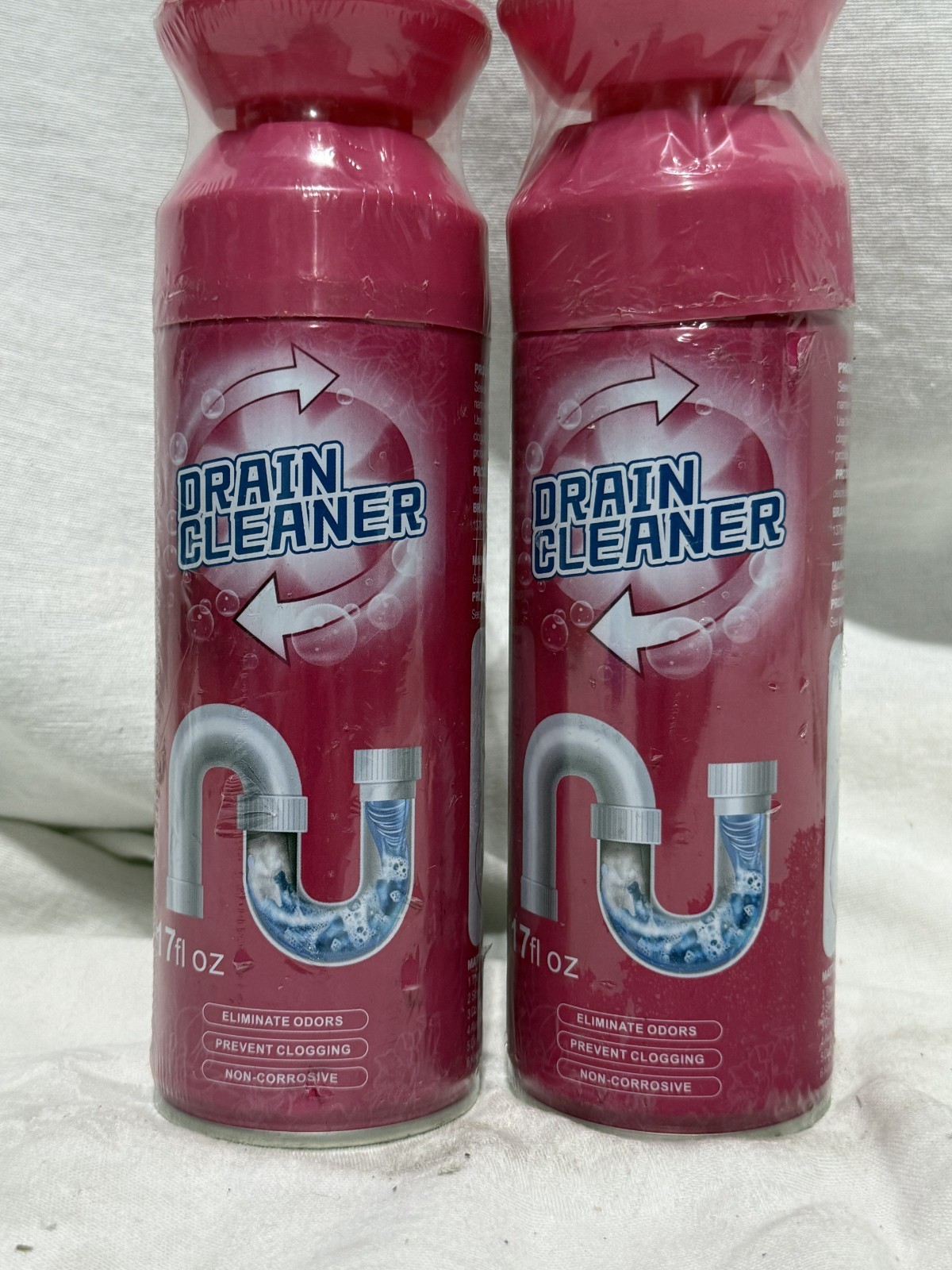 2-Pack Pressurized Foam Drain Cleaner 17 oz Non-Corrosive Clog Remover Aerosol