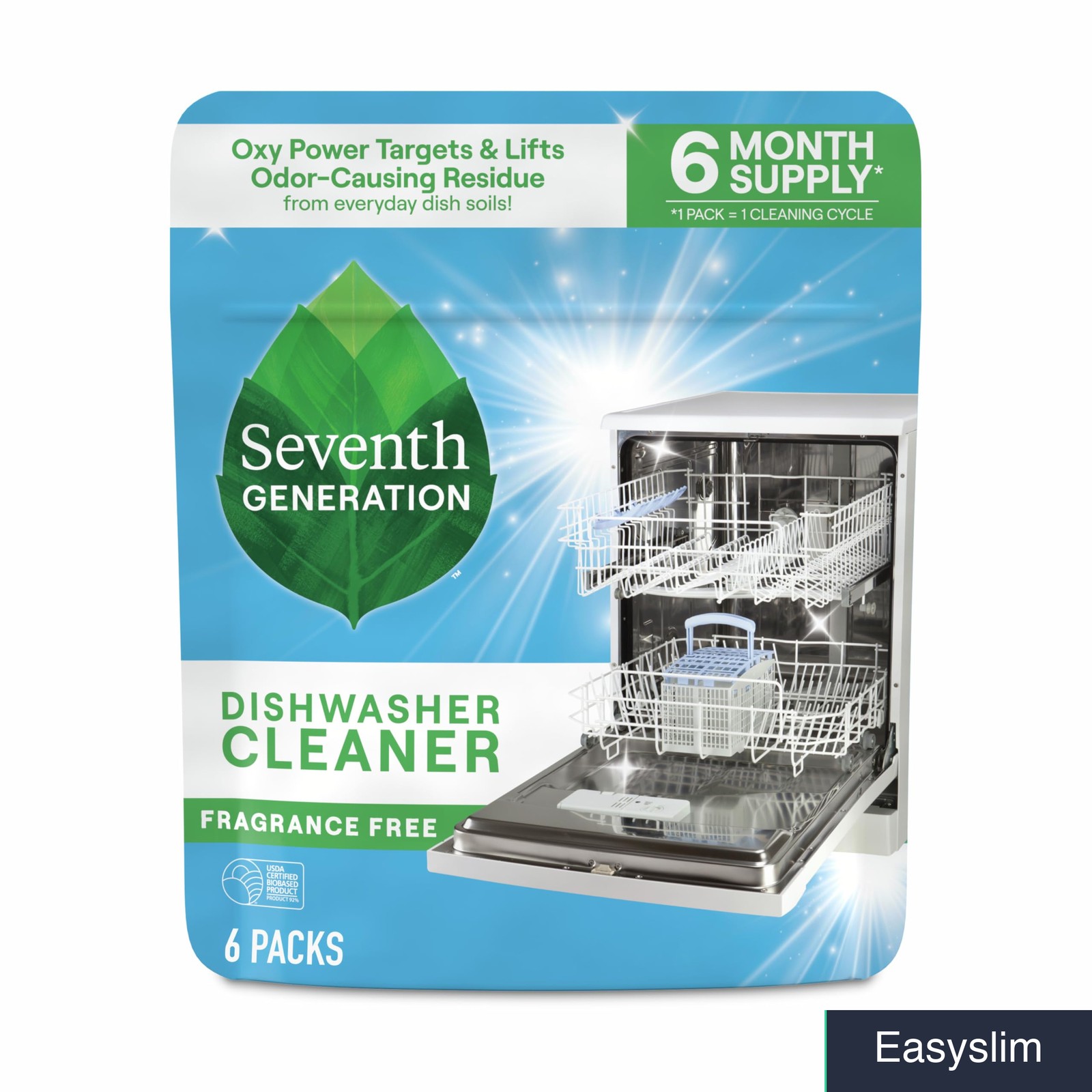 Dishwasher Cleaning Packs 6 Count Free and Clear Oxy Powered EPA Certified
