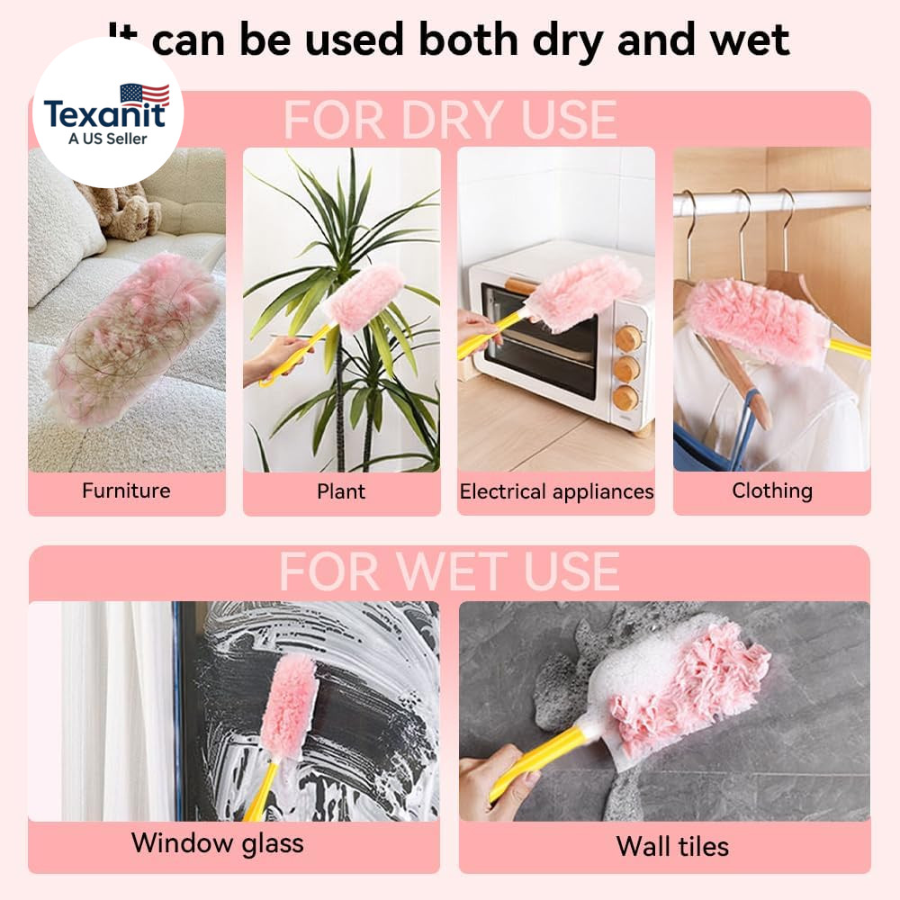 Heavy Duty Duster Refills, 360° Efficient Duster Kit for Swiffer, 30 Pack & 3 Ft