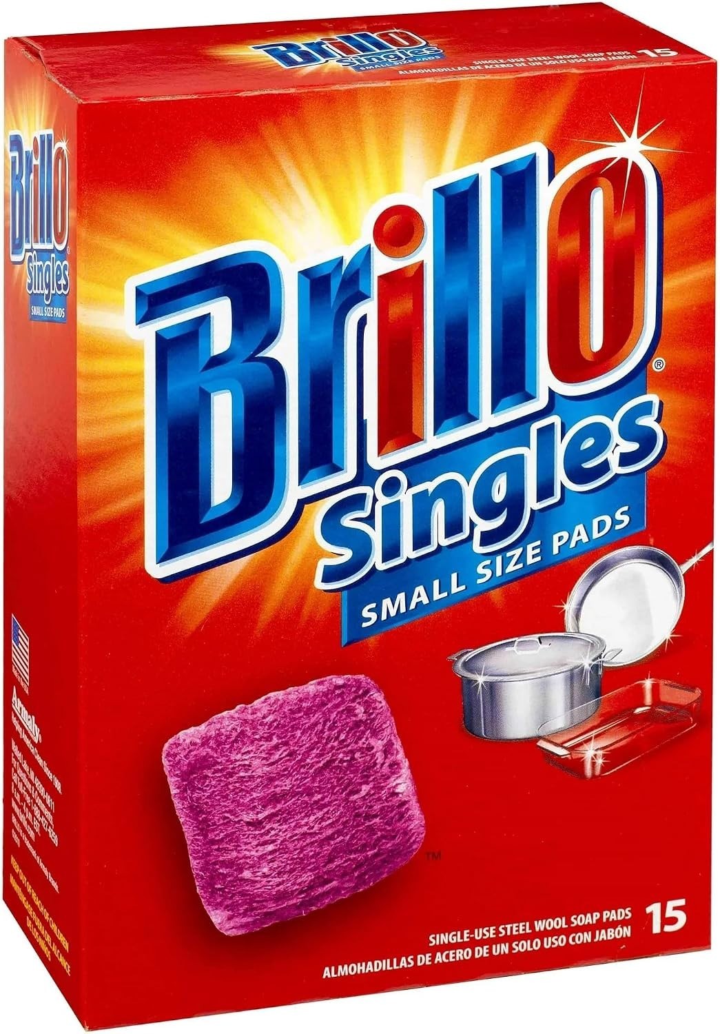 Single Use Steel Wool Soap Pads, Smaller Size Red Scent, 15 Count Pack of 1 …