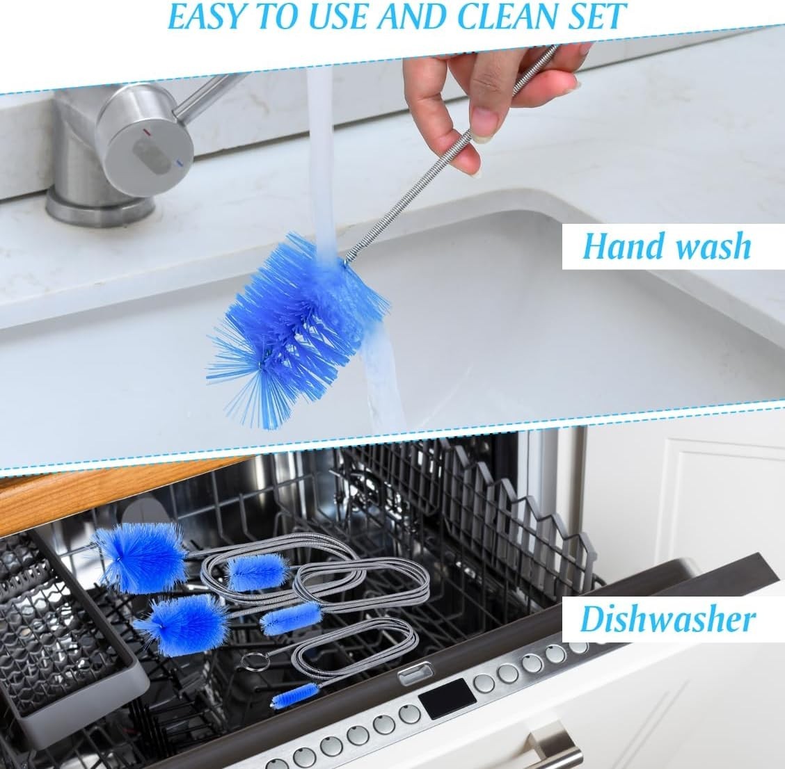 Flexible Long Drain Brush Set, 3 Piece Kit with Double Ended and Stainless S…