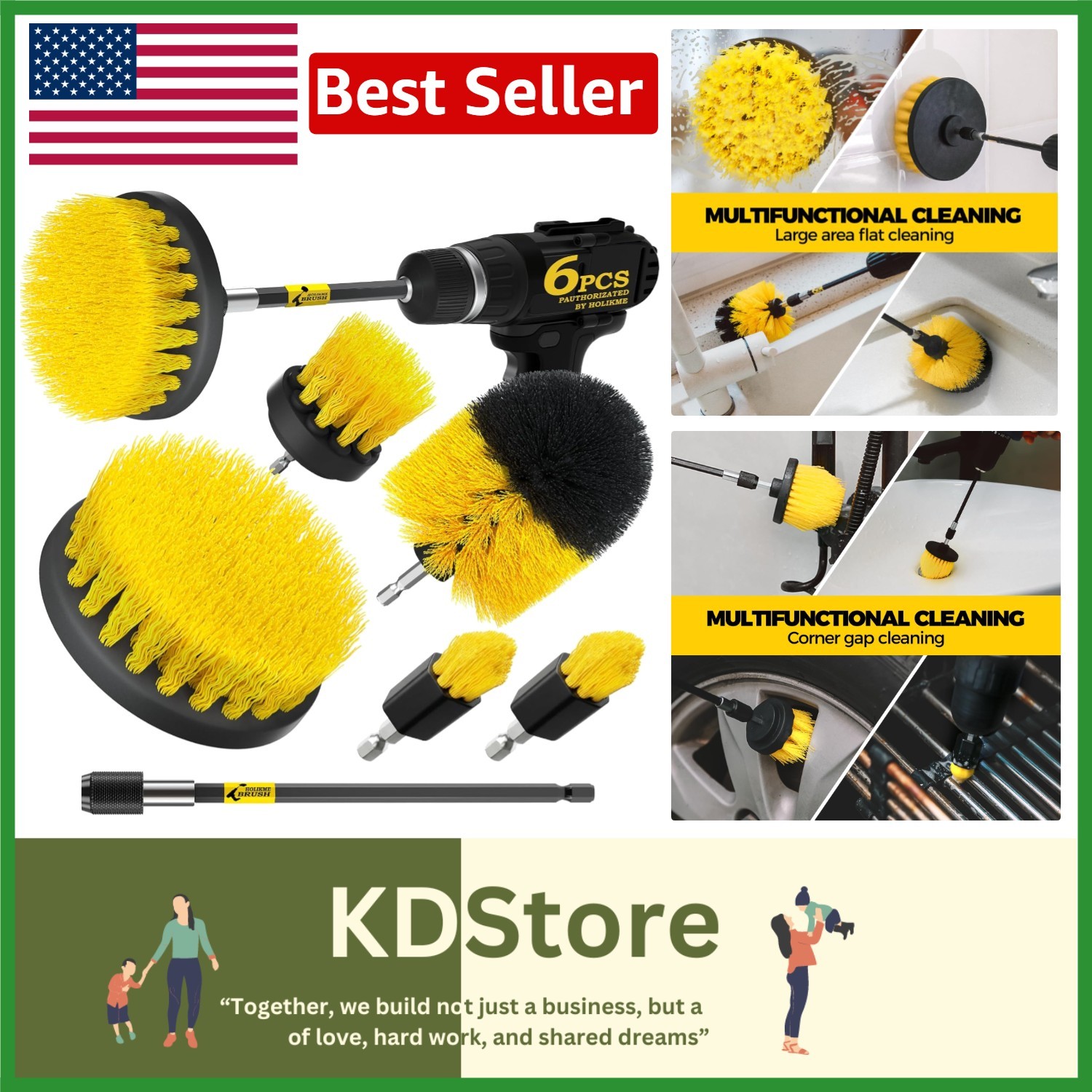 Nylon Bristle Drill Cleaning Brush Set – 6 Multifunctional Tools for Home Needs