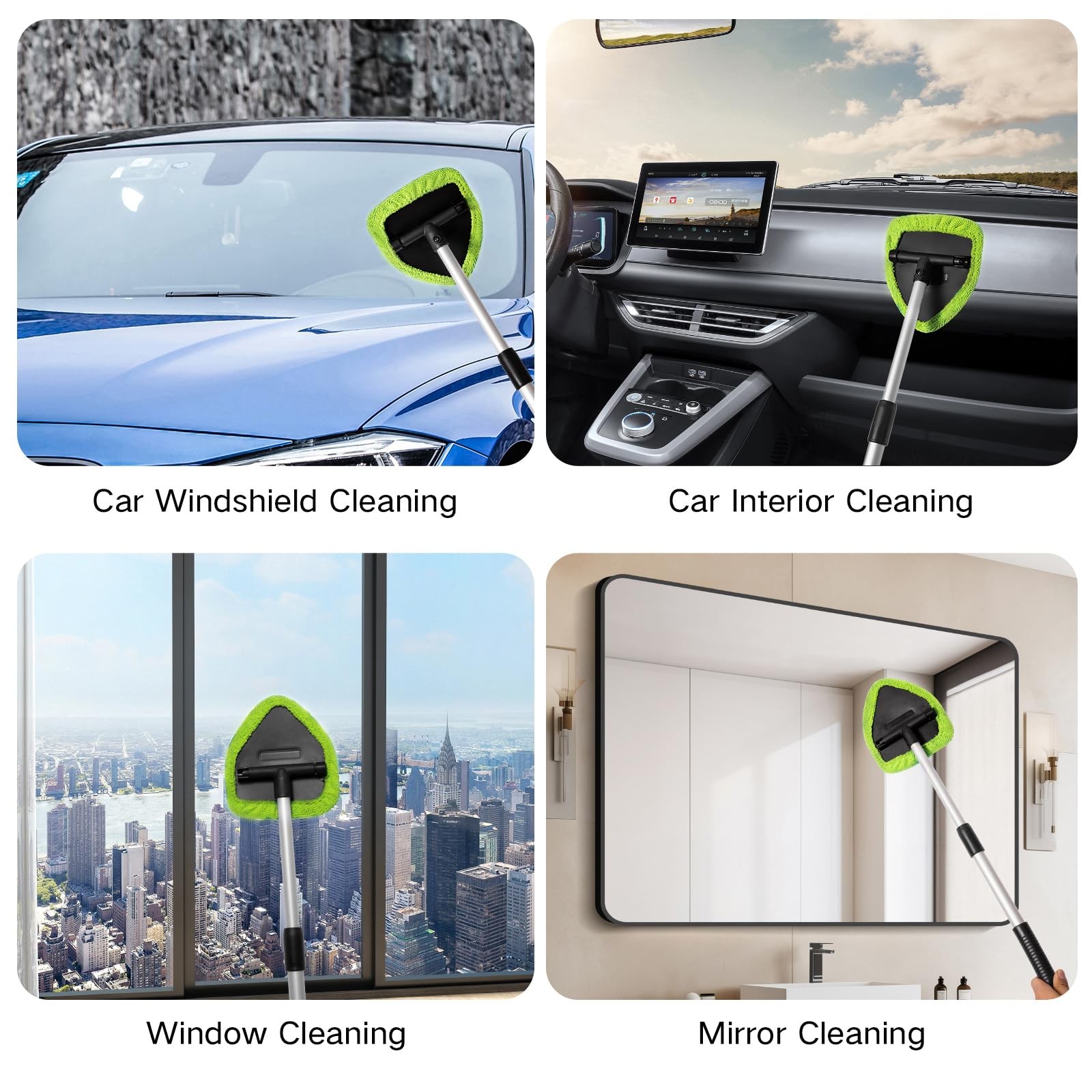 10pcs Windshield Cleaner Tool, Car Window Cleaning Wash Kit with 4 Reusable M…