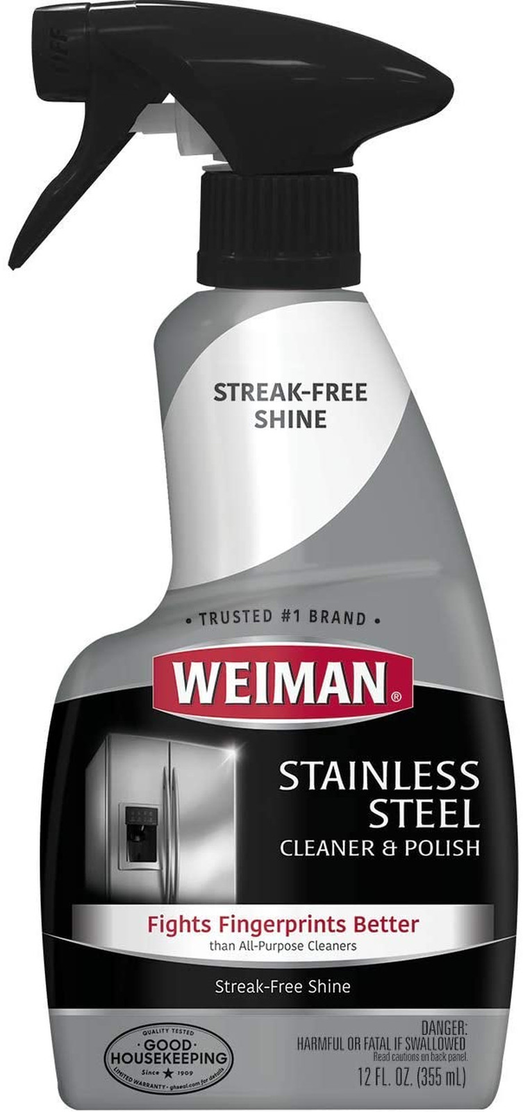 Weiman, Streak Free Stainless Steel Cleaner & Polish Spray, 12 Fl Oz