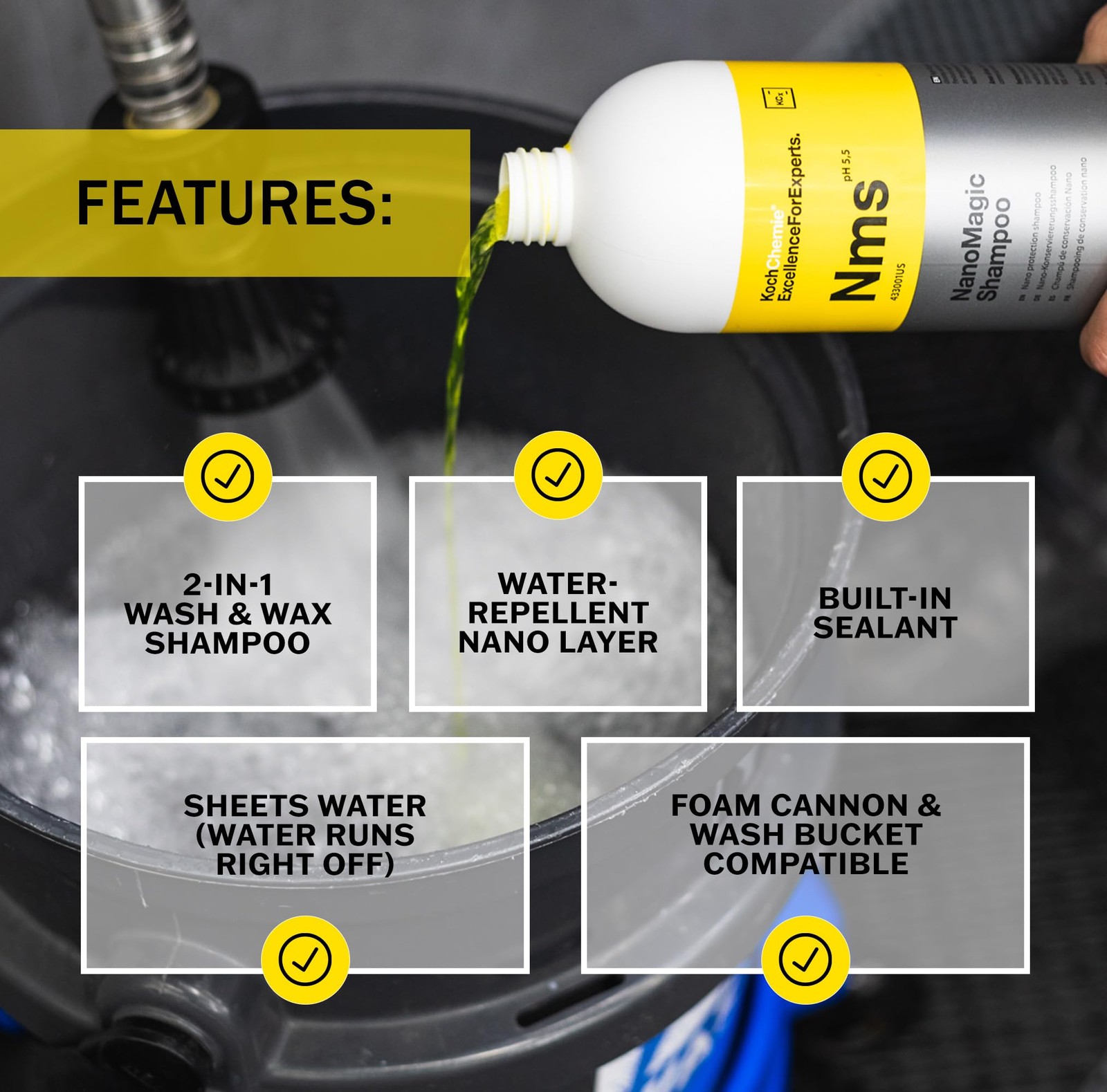 NanoMagic Shampoo WaterRepellent Auto Soap for Glossy Finish 1L