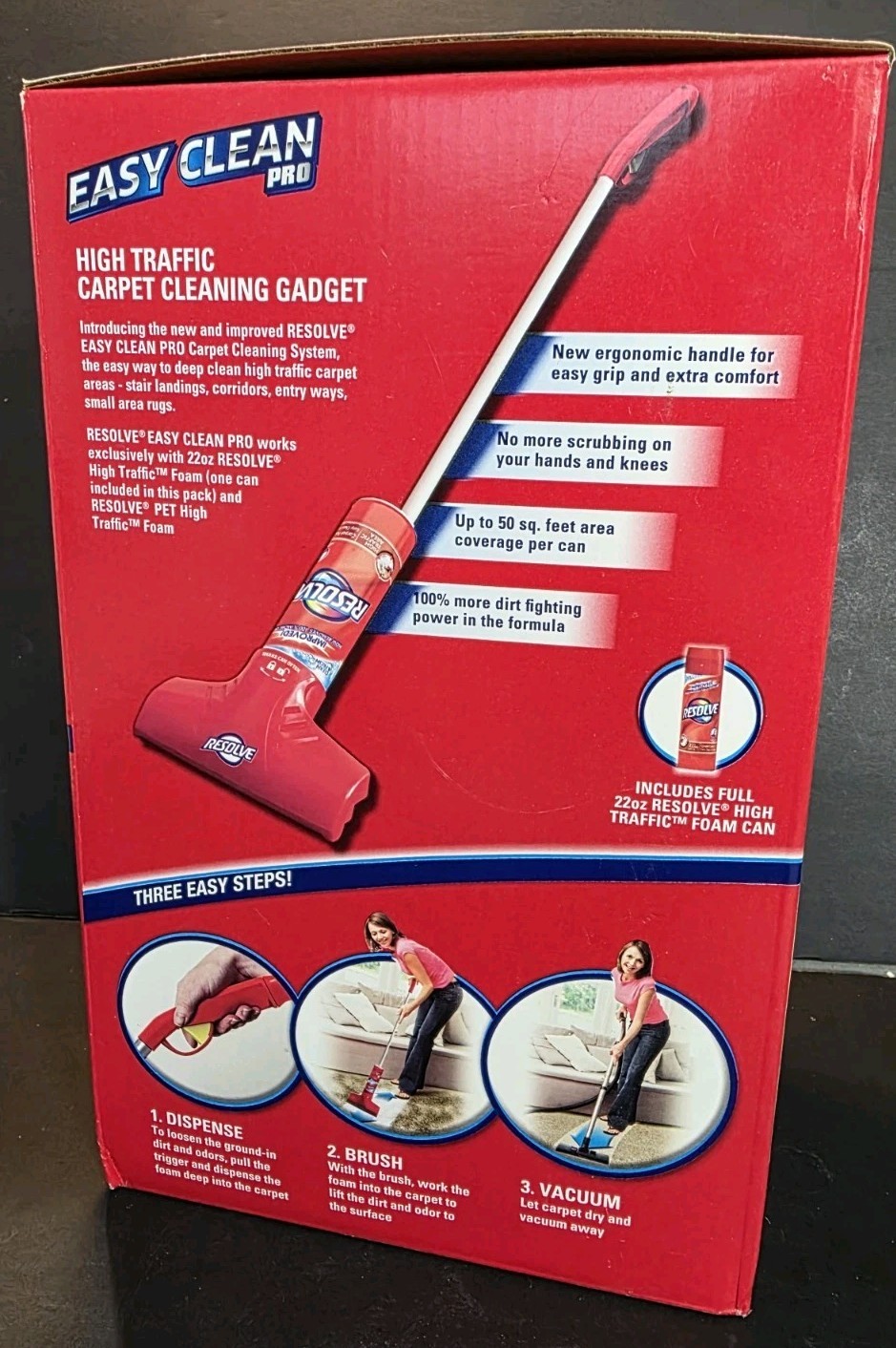 Resolve Easy Clean Pro Carpet Cleaner Gadget Brush & High Traffic Foam Spray