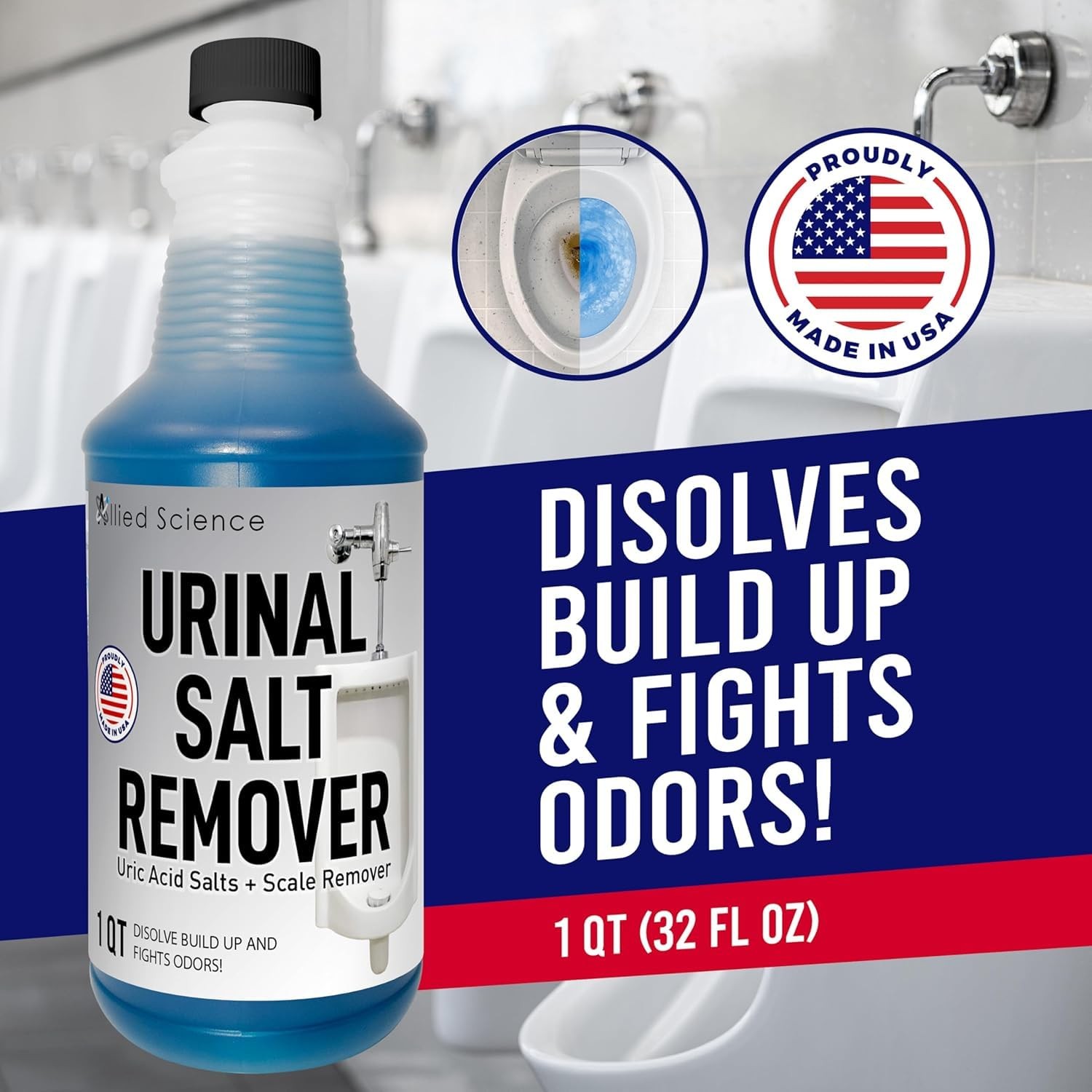 Urinal Salt, Calcium and Mineral Scale – Eliminates Urine Odor, Destroys Uric…