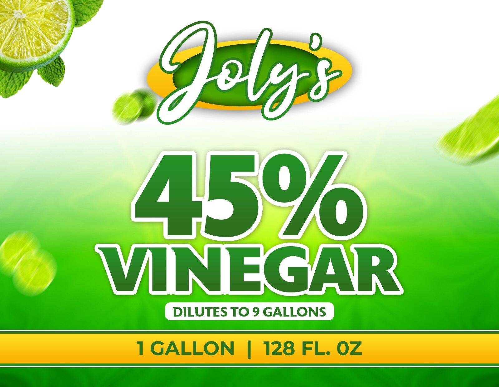 Joly’s 45% Vinegar, 1 Gallon (128 fl oz), Concentrated Cleaning-Vinegar (Pack 2)