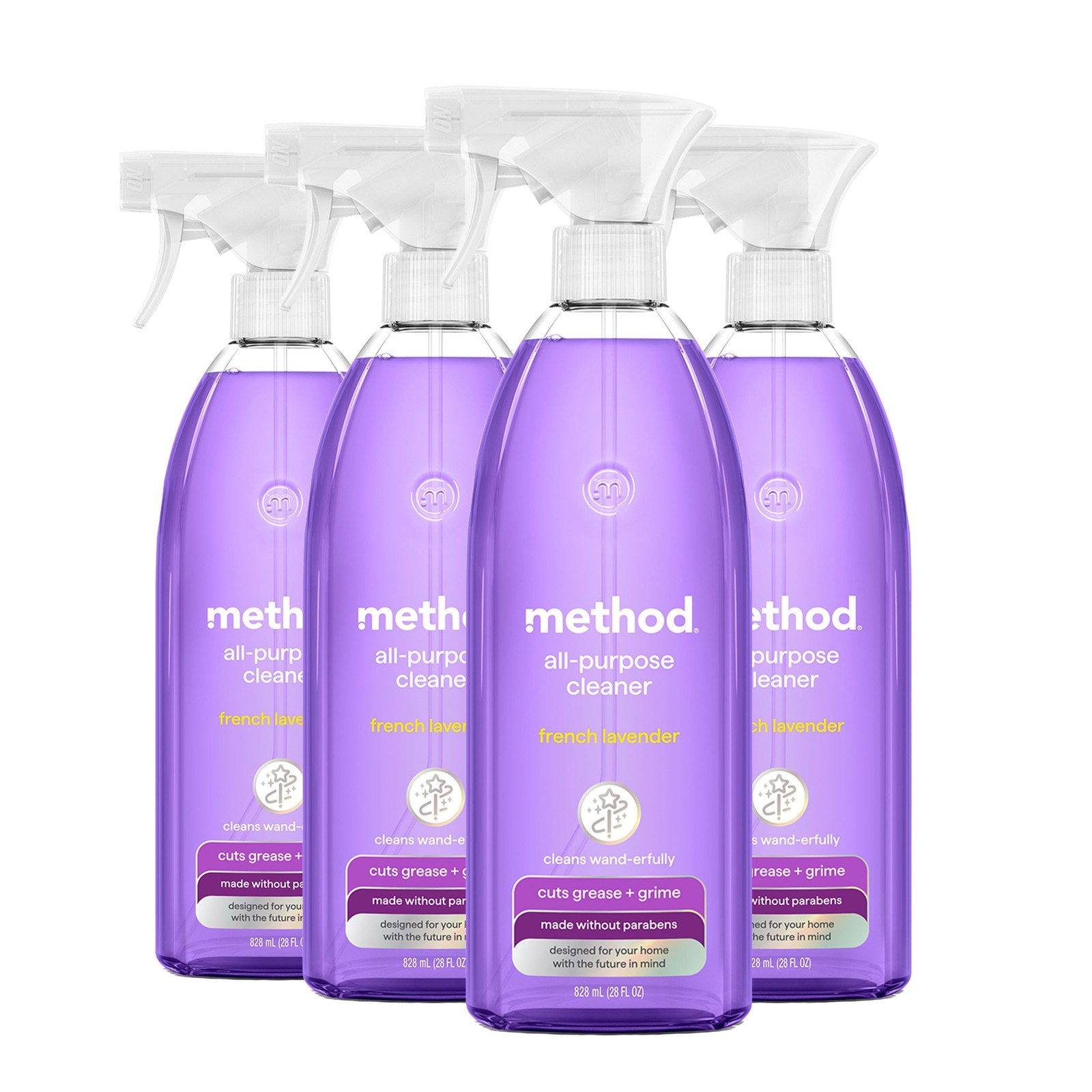 Method All-Purpose Cleaner Spray, French 28 Fl Oz (Pack of 4), White