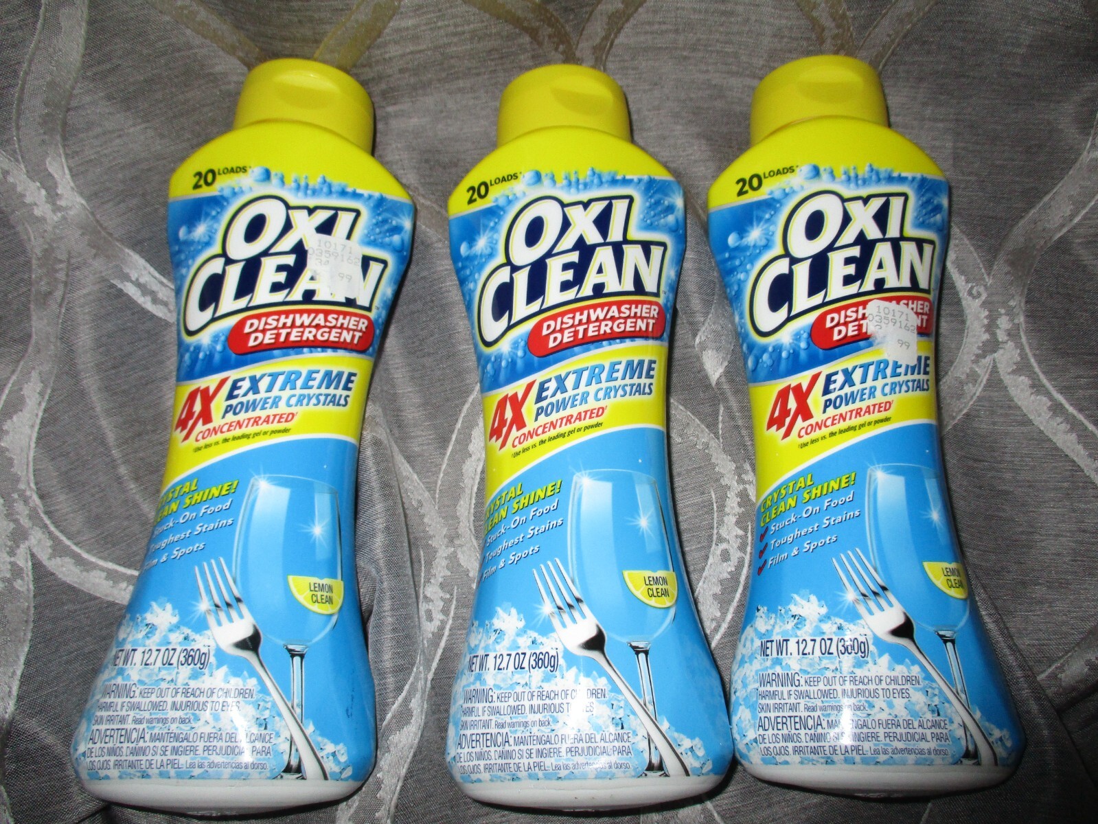 lot of 3 OxiClean Dishwasher Detergent 4x Extreme Power Crystals Lemon Clean