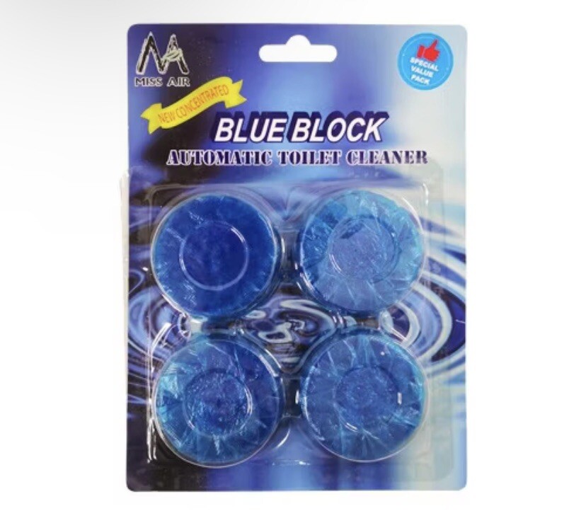 4PCS x 2 COMBO BLUE AUTOMATIC TOILET TANK BOWL TABLET BLOCK CLEANER ROUND SHAPE