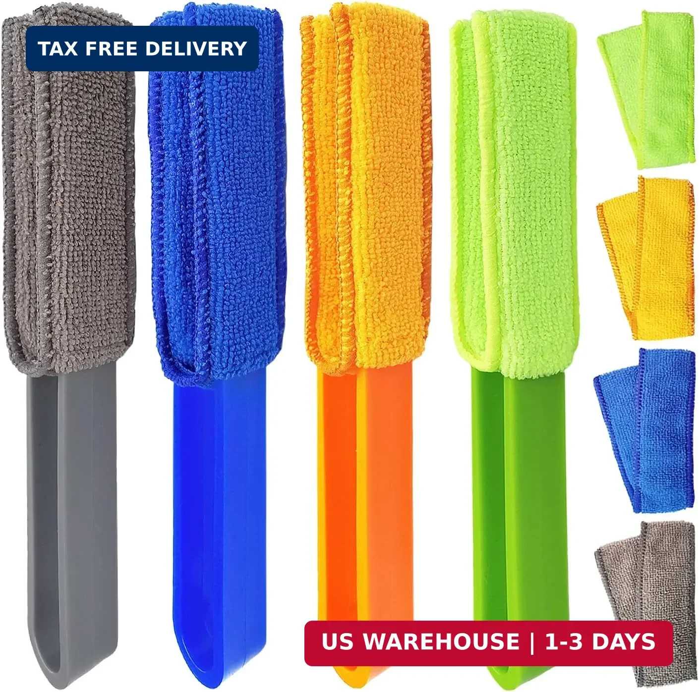 4 Pack Microfiber Blinds Duster, 4 Removable and Washable Sleeves, Cleaner for W