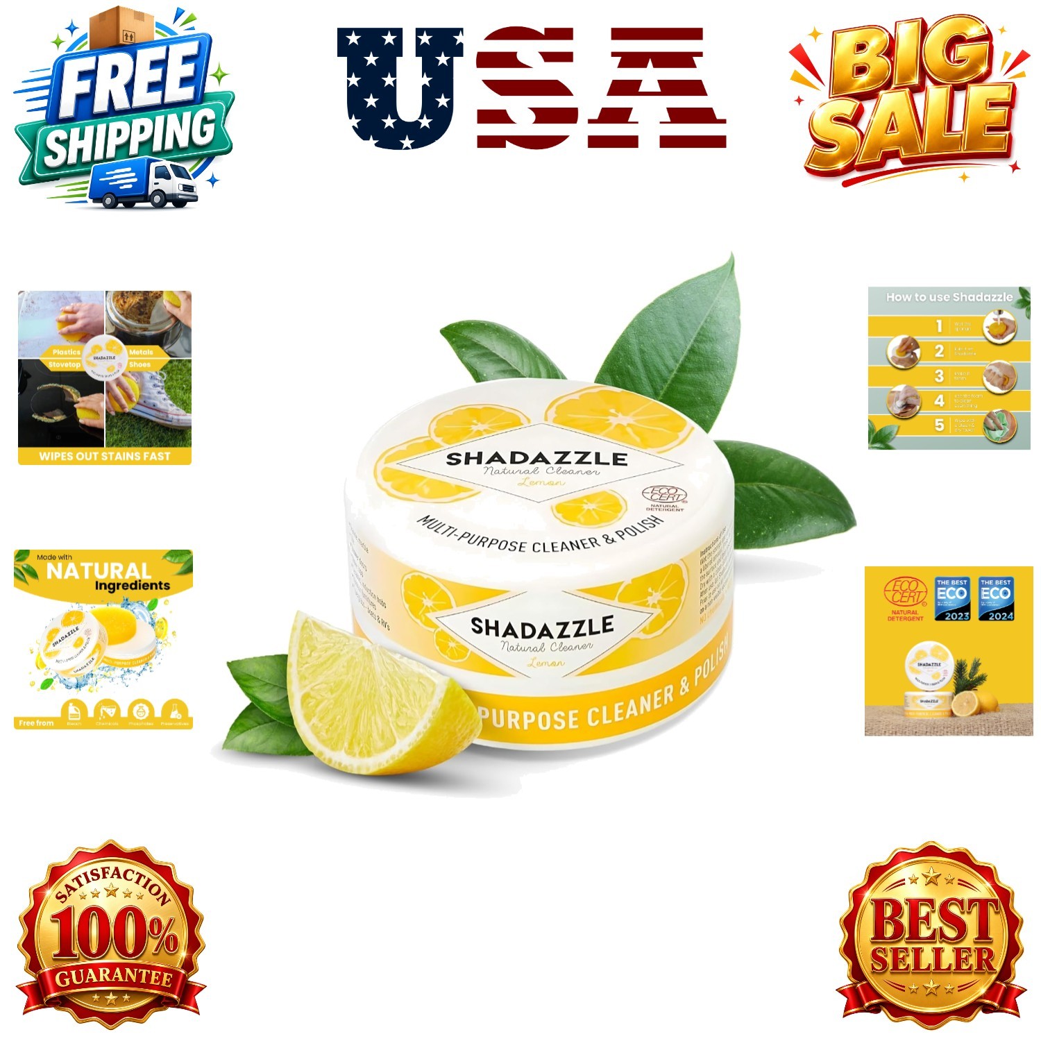 Natural All Purpose Cleaner and Polish, Lemon Scent, 1 Pack | Clean & Polish …