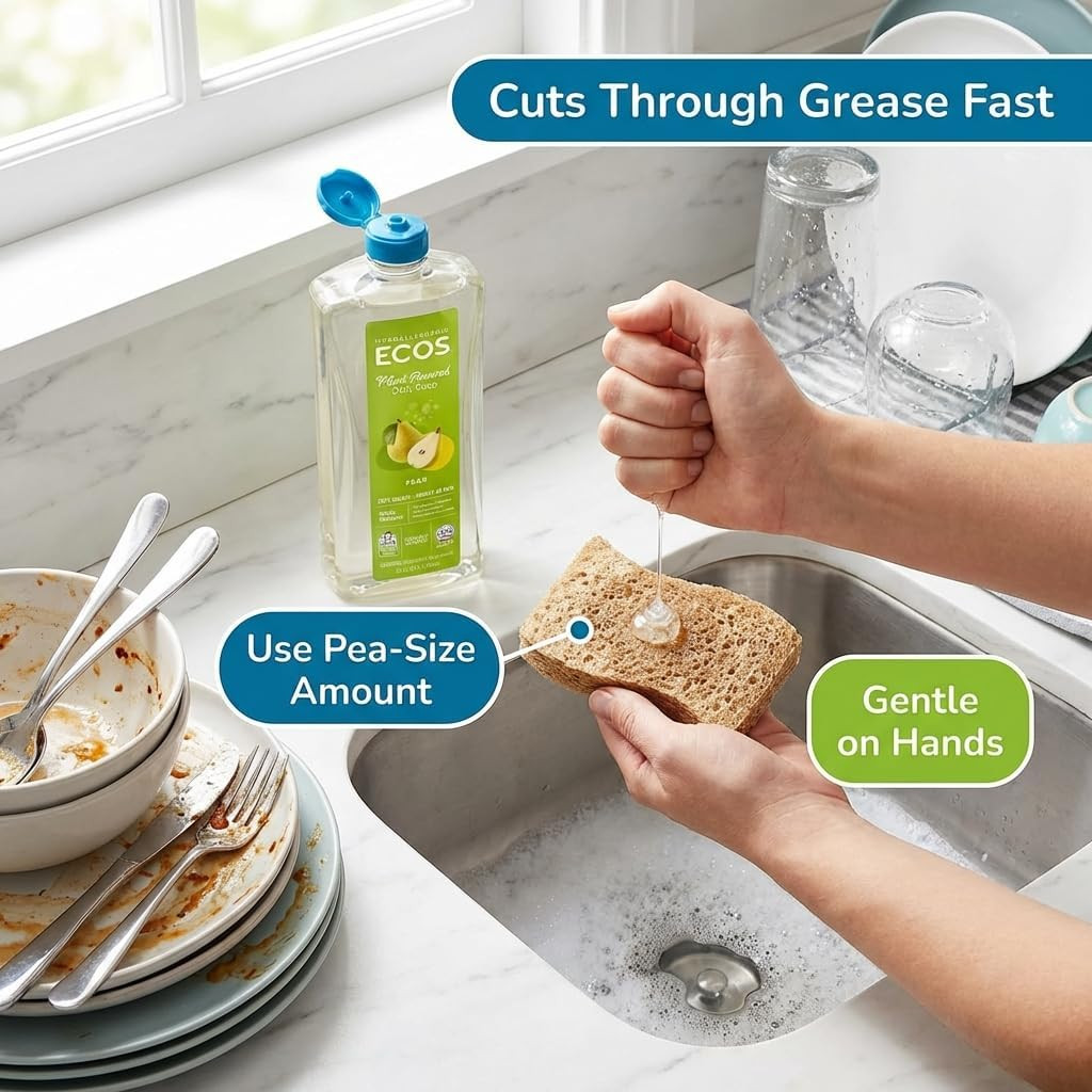 ECOS Plant Based Dish Soap Variety Pack – Natural Dishwashing Liquid Cuts Grease