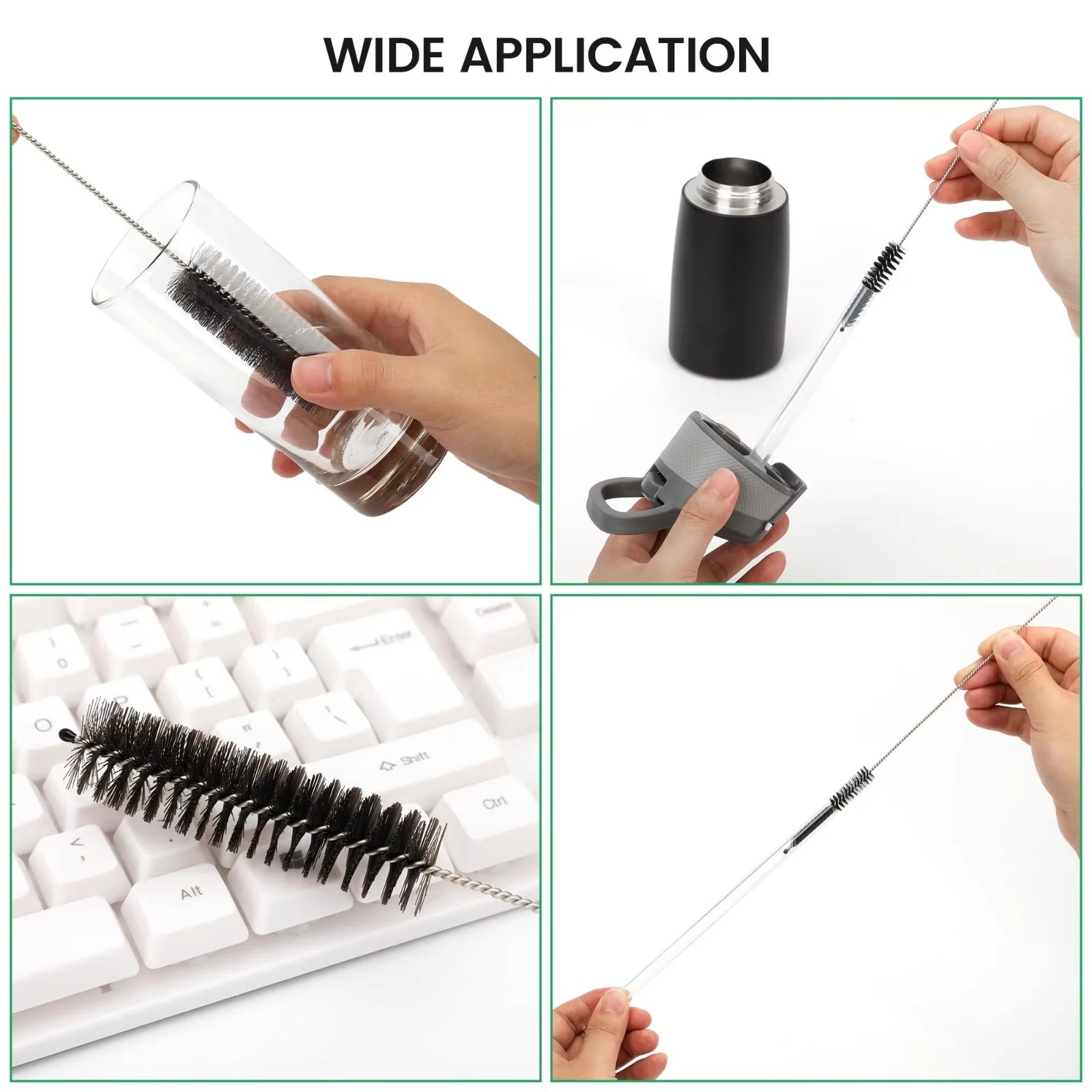 US Nylon Straw Brush Cleaner Bottle Tube Pipe Small Long Cleaning 10Pcs Set