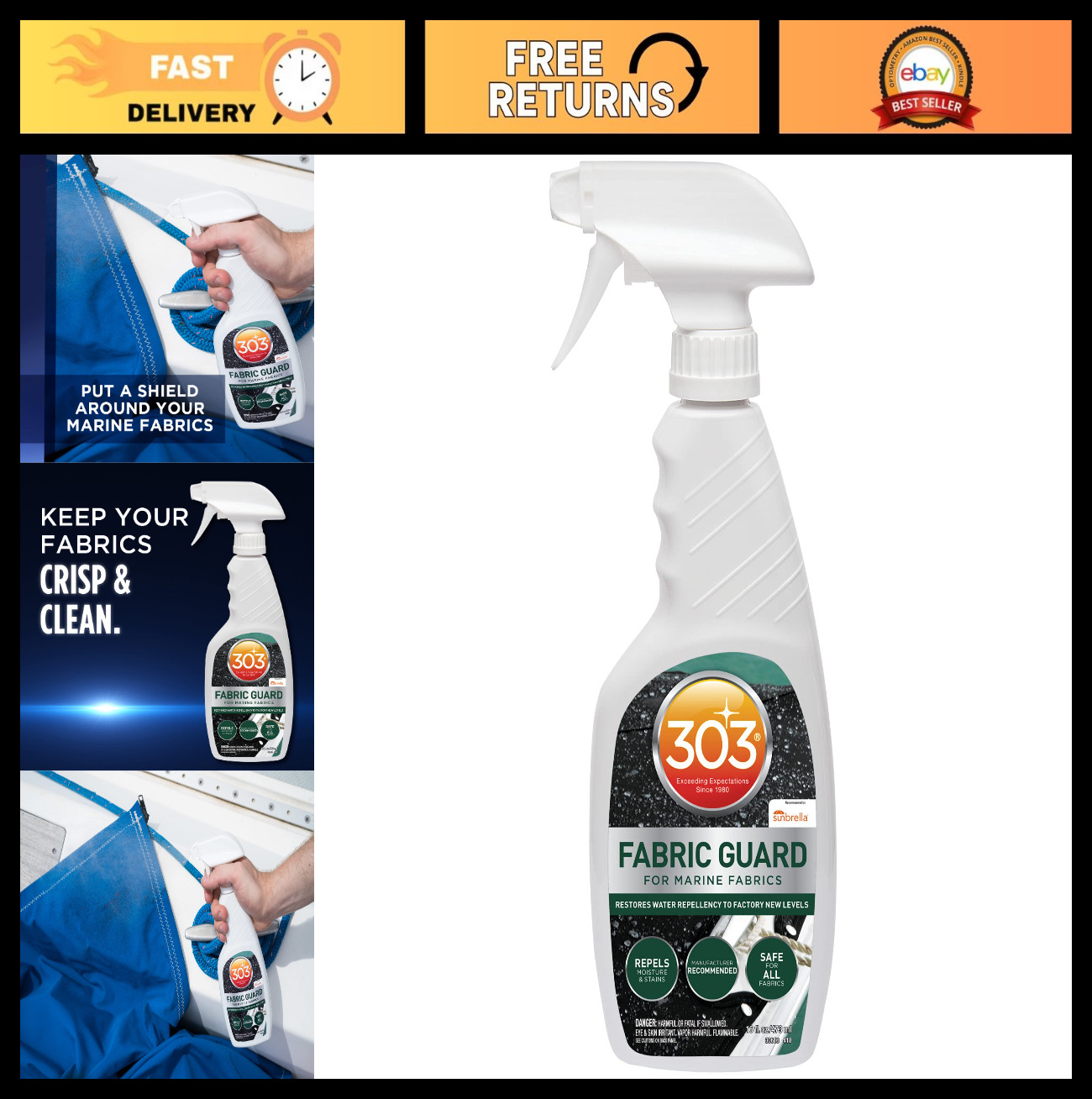 Water Repellent Fabric Protector for Boat Covers & Canvas – 16 oz Marine Guard