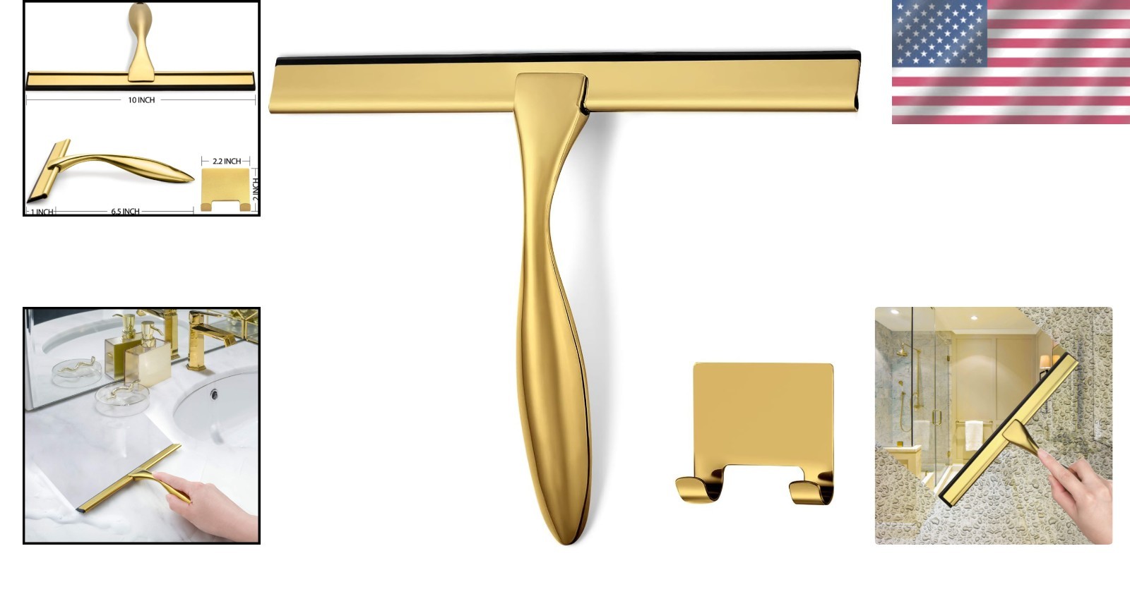 Versatile 10-Inch Rubber Blade Squeegee for Streak-Free Shine & Easy Storage