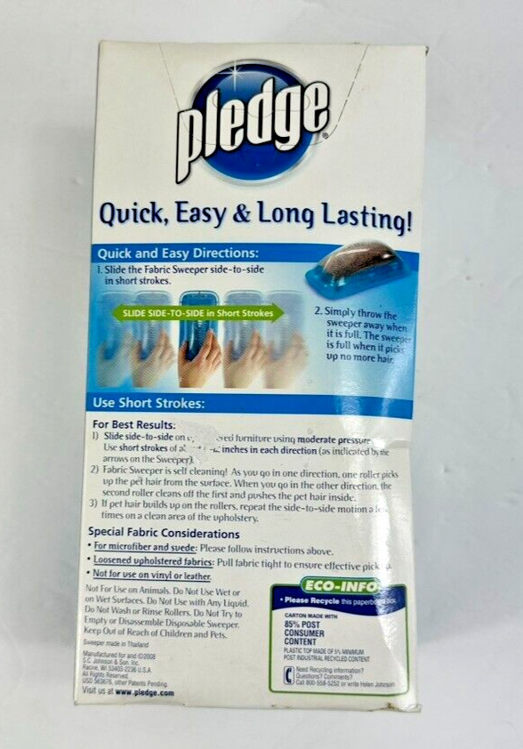 Pledge Fabric Sweeper Pet Hair Multi-Use Disposable SEALED NEW
