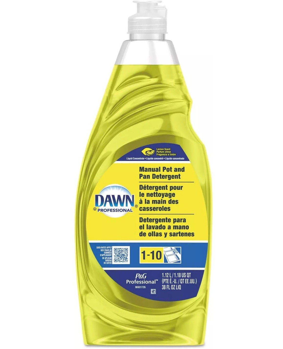 Dawn Professional Pot Pan Dish Detergent 38 oz. Bottle, Lemon Scent, 3 Count
