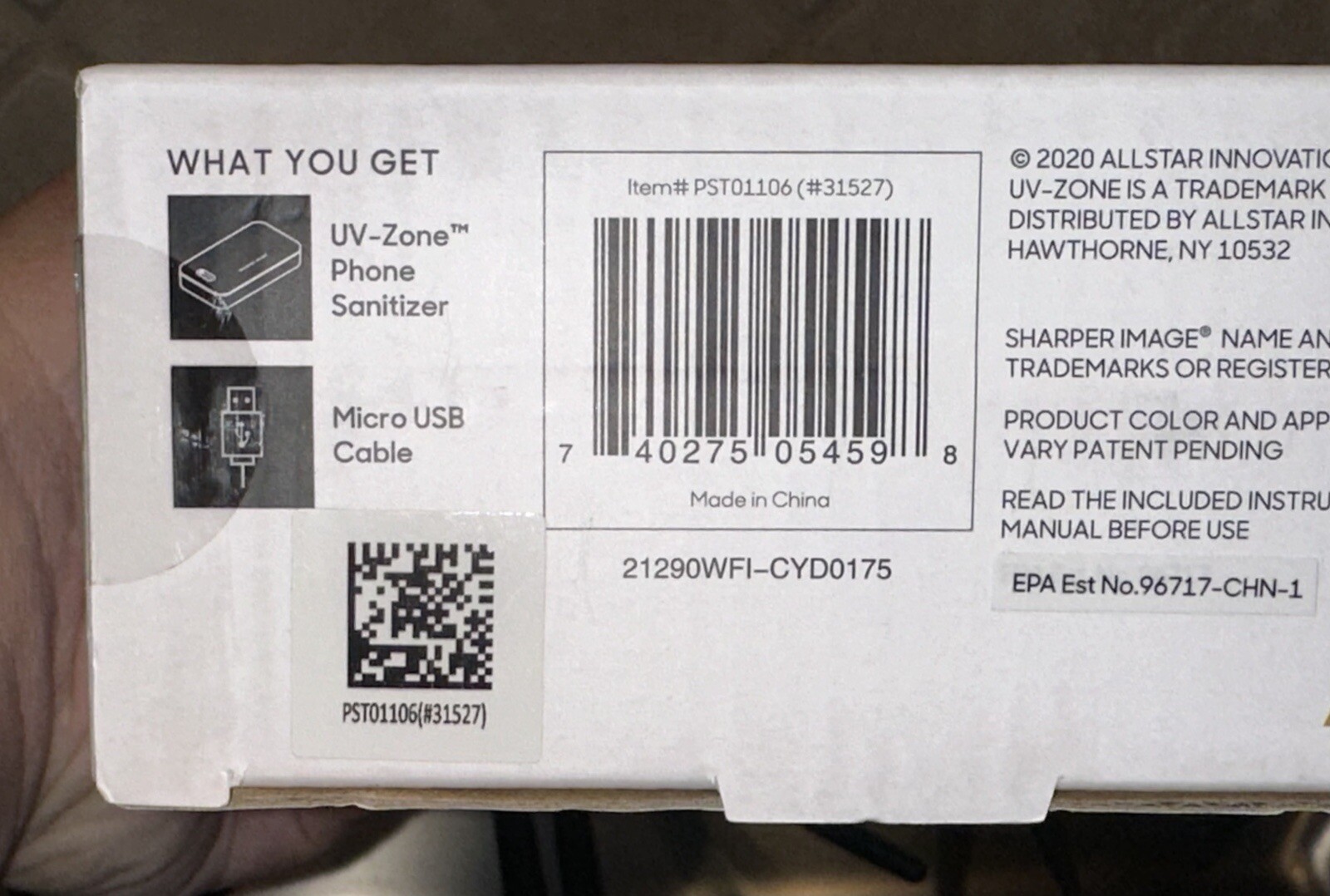 New Sharper Image UV-Zone Phone Sanitizer in Box (Charge & Sanitize Your Phone)