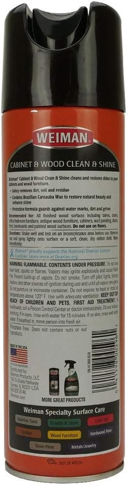 Weiman Furniture CABINET & WOOD Clean Restore Shine, Almond Scent 17oz (4-Pk)