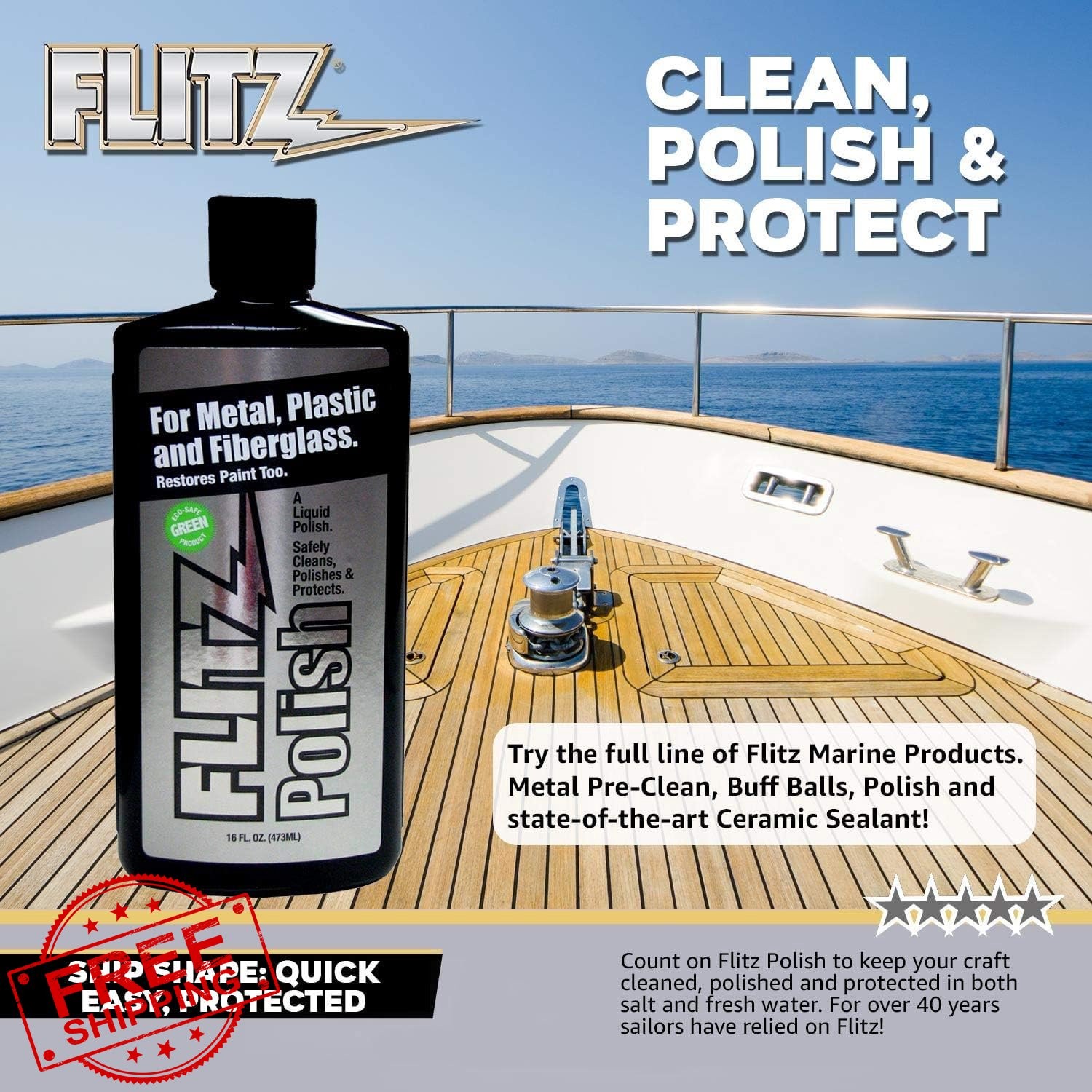 FLITZ Metal Polish Liquid 7.6oz 6 Pack
