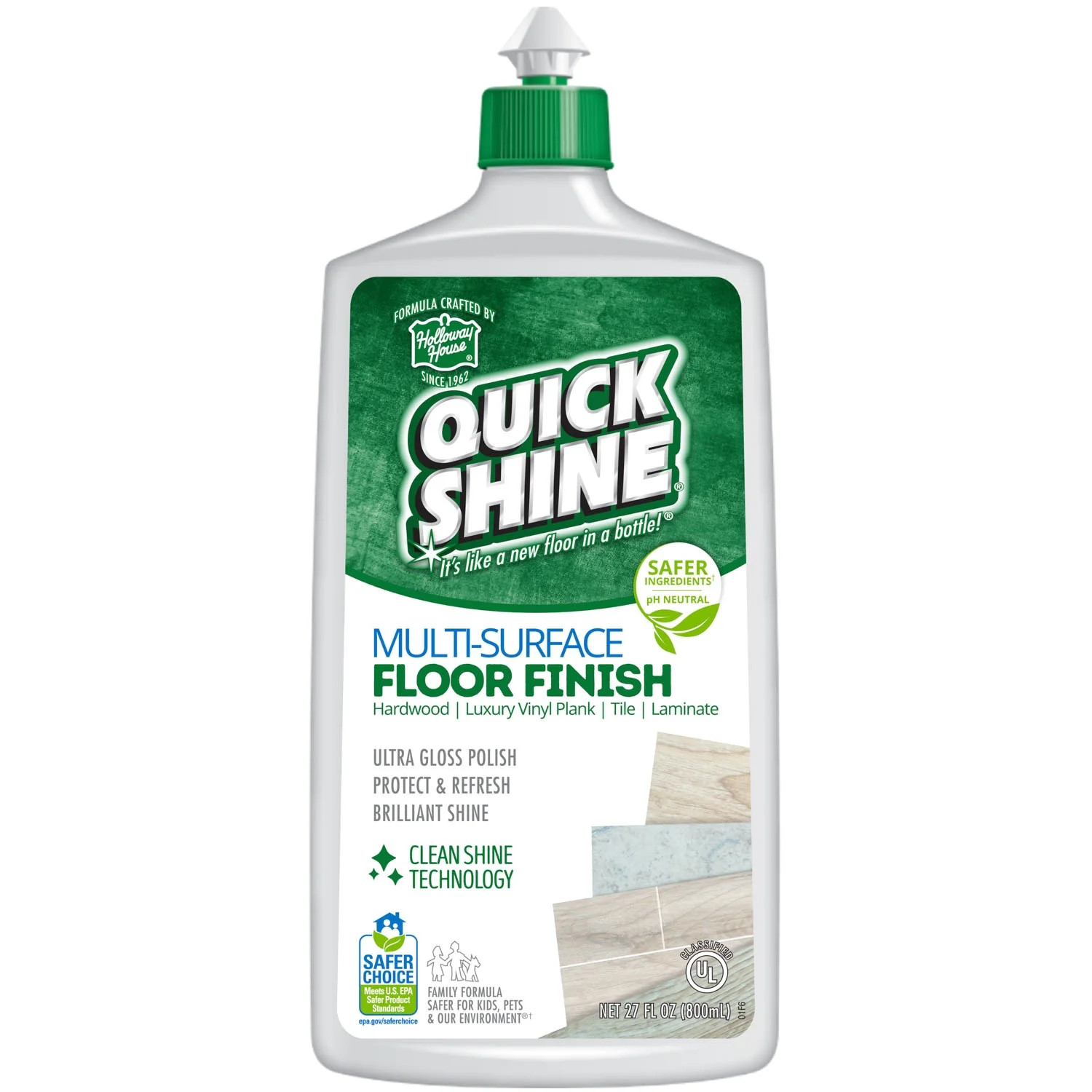 Quick Shine Multi-Surface Floor Finish, Pfas-Free Formula, All Purpose Household