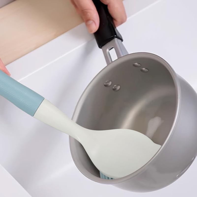 Silicone Pot Brush 2Pcs Set with Long Handle for Non-Stick Cookware Cleaning …