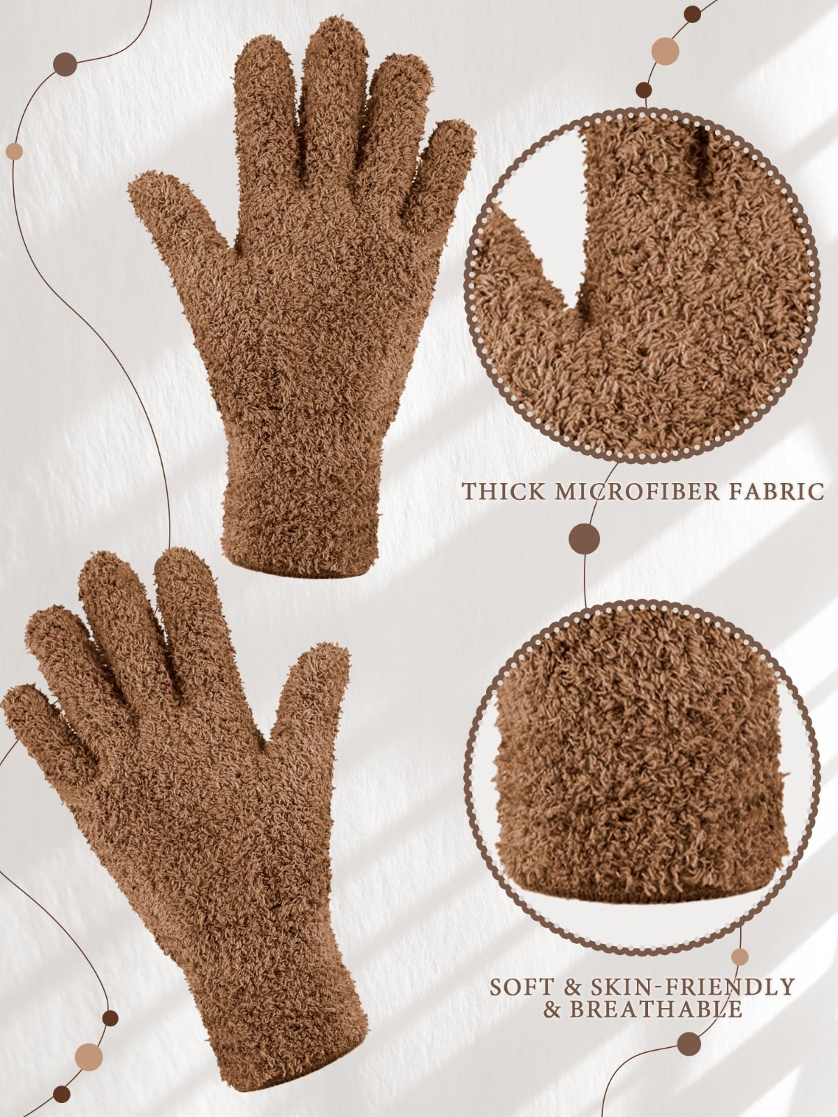 3 Pairs Microfiber Plant Cleaning Gloves Dusting Leaf Furniture Dust Cleaner