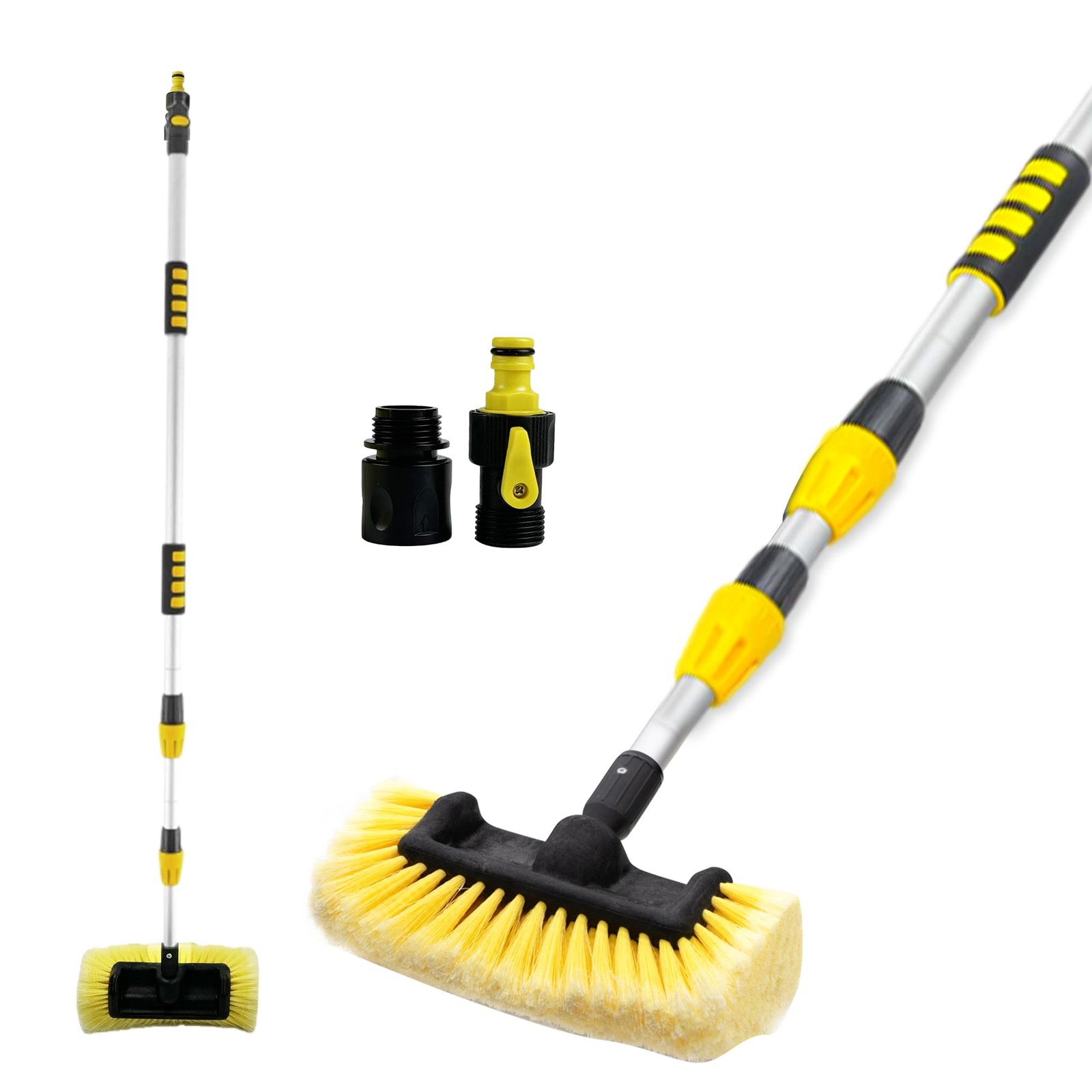 Car Wash Brush with Long Handle, 20FT Reach Telescopic Flow-Thru Car Washing …