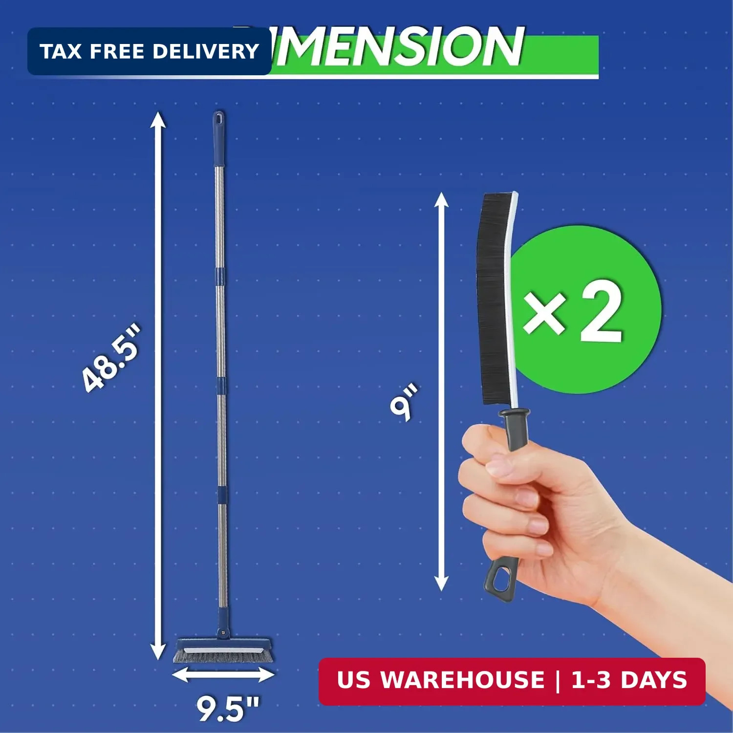 Grout Brush with Long Handle Stiff Bristles Tile Floor Scrubber for Shower Bath