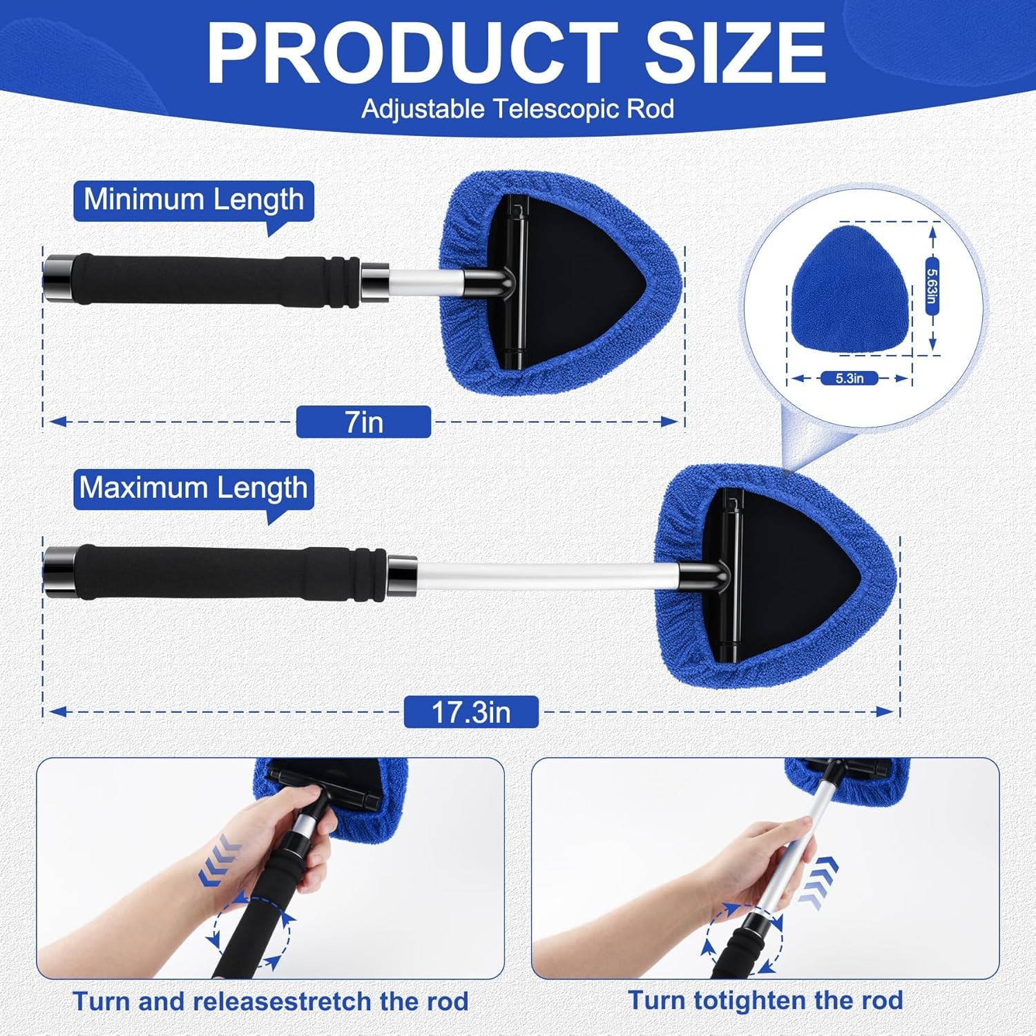 Windshield Cleaning Tool Kit Car Window Glass Wiper Cleaner Brush Pad Extendable