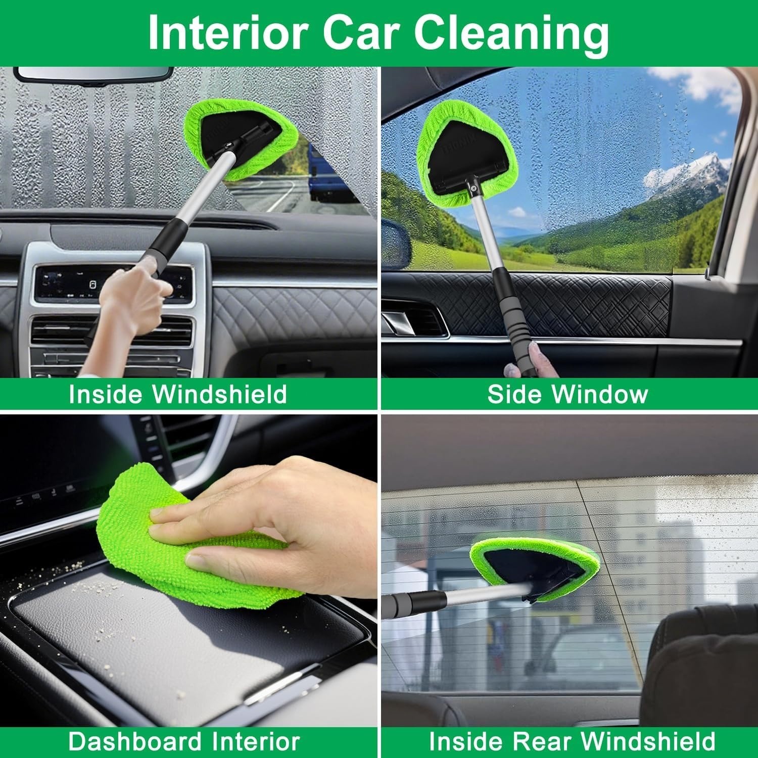 Portable Window Windshield Cleaing Tool Microfiber Car Wiper Cleaner Glass Brush