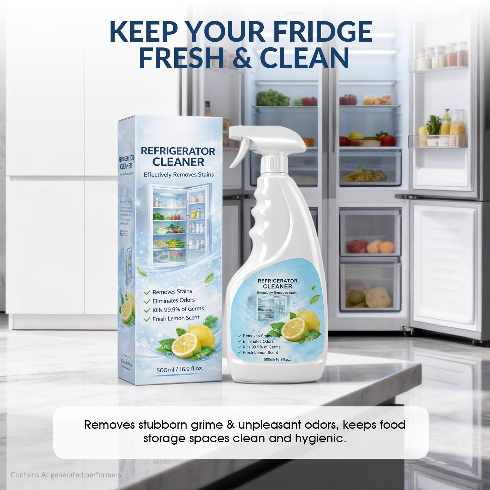 Refrigerator Cleaner Spray, Multipurpose Fridge Cleaner for Removing Stains &…