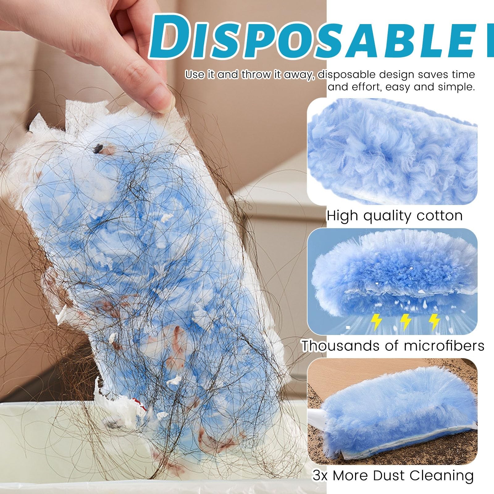 80PCS Dusters Refills, 360°Duster Refill with Handle, Disposable Dusters for …