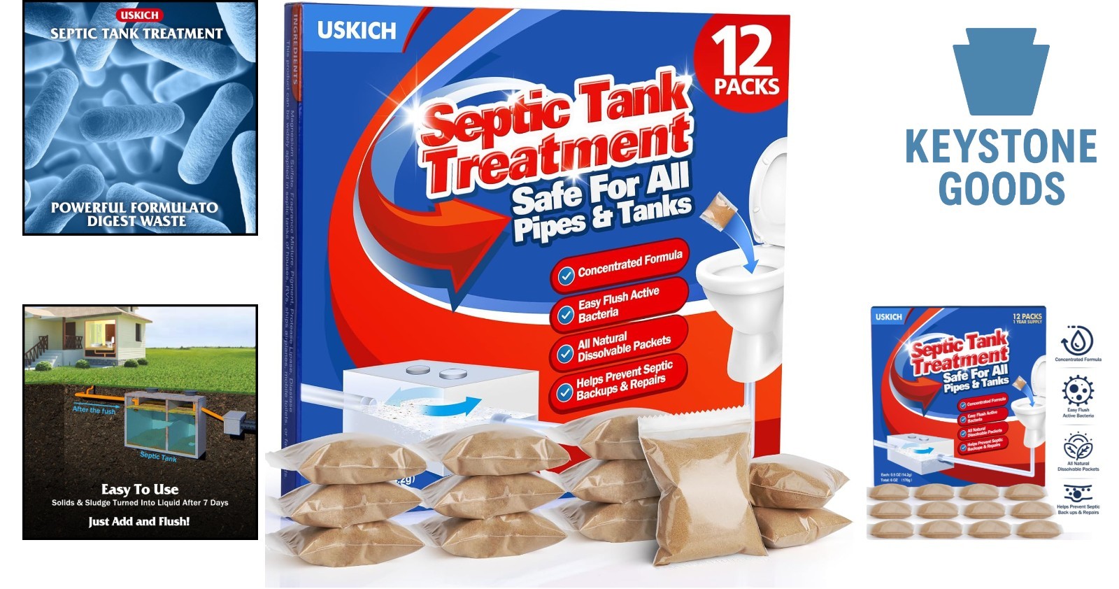 12-Pack Septic Tank Treatment for a of Odor Control & Blockage Prevention