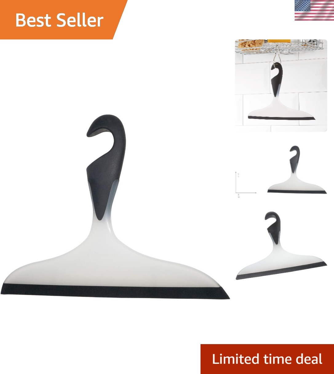 High-Quality Plastic Shower Squeegee with Rubber Blade – Elegant Black Design