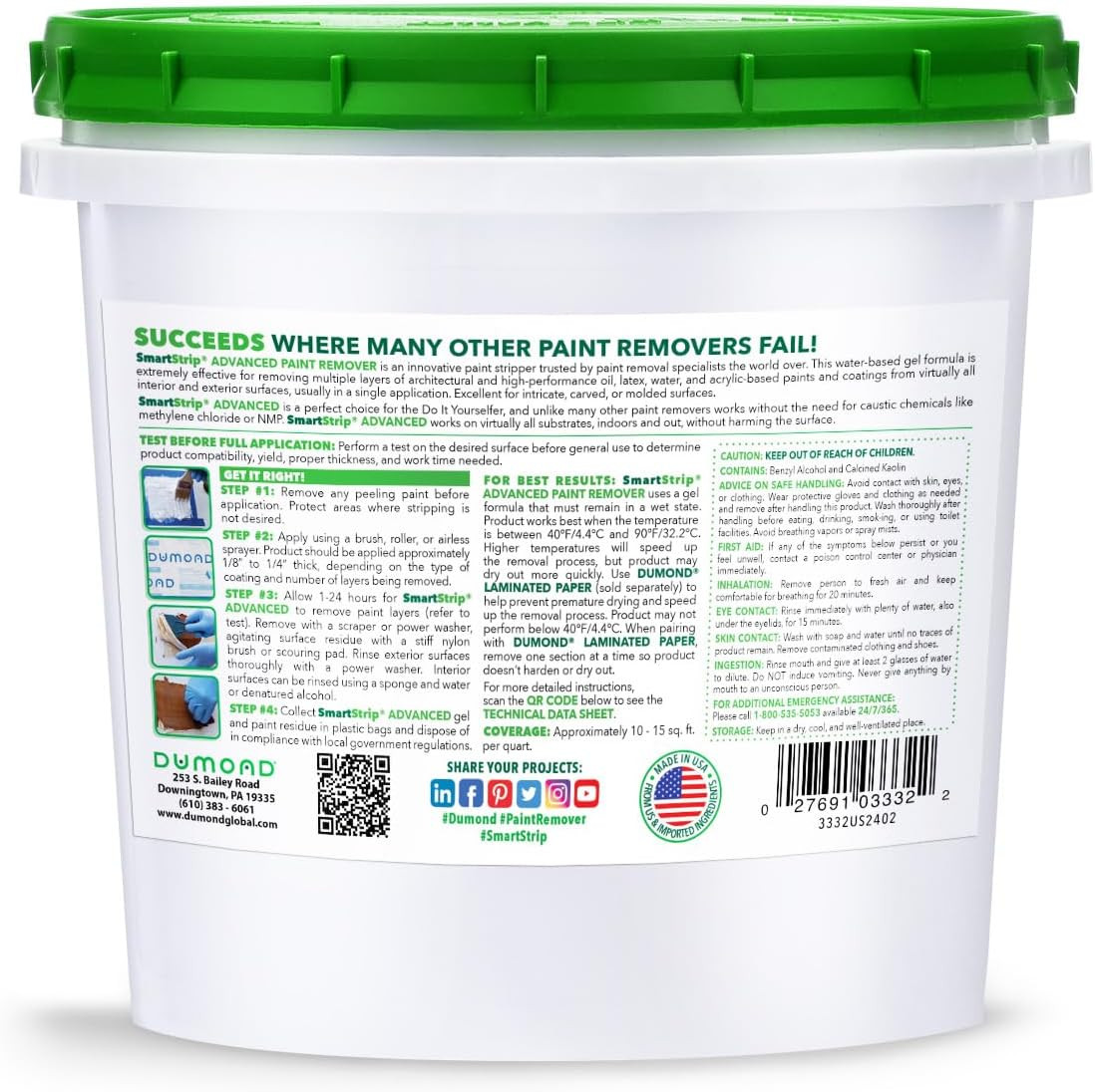 Smart Strip Advanced Paint Remover, for Removal of Acrylic, Latex, Oil & Water-B