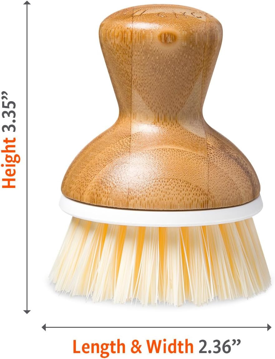 Bubble up Bamboo Dish Brush – Ergonomic Palm Scrubber with Handle for Kitchen Cl