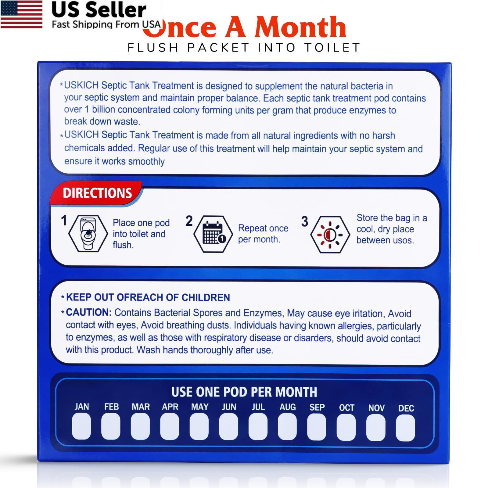1 Year Supply Septic Tank Treatment 12 Count Dissolvable Bacteria Packets USA
