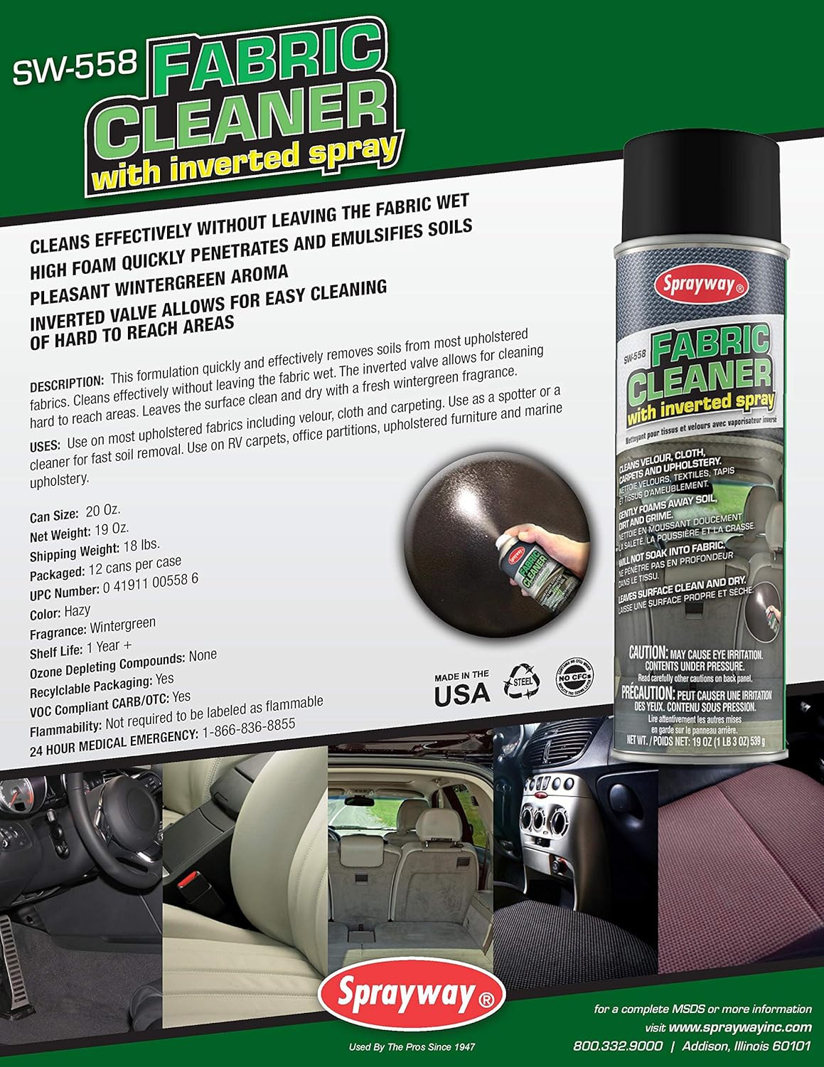 SW558 Fabric Cleaner with Inverted Spray, 19 Oz