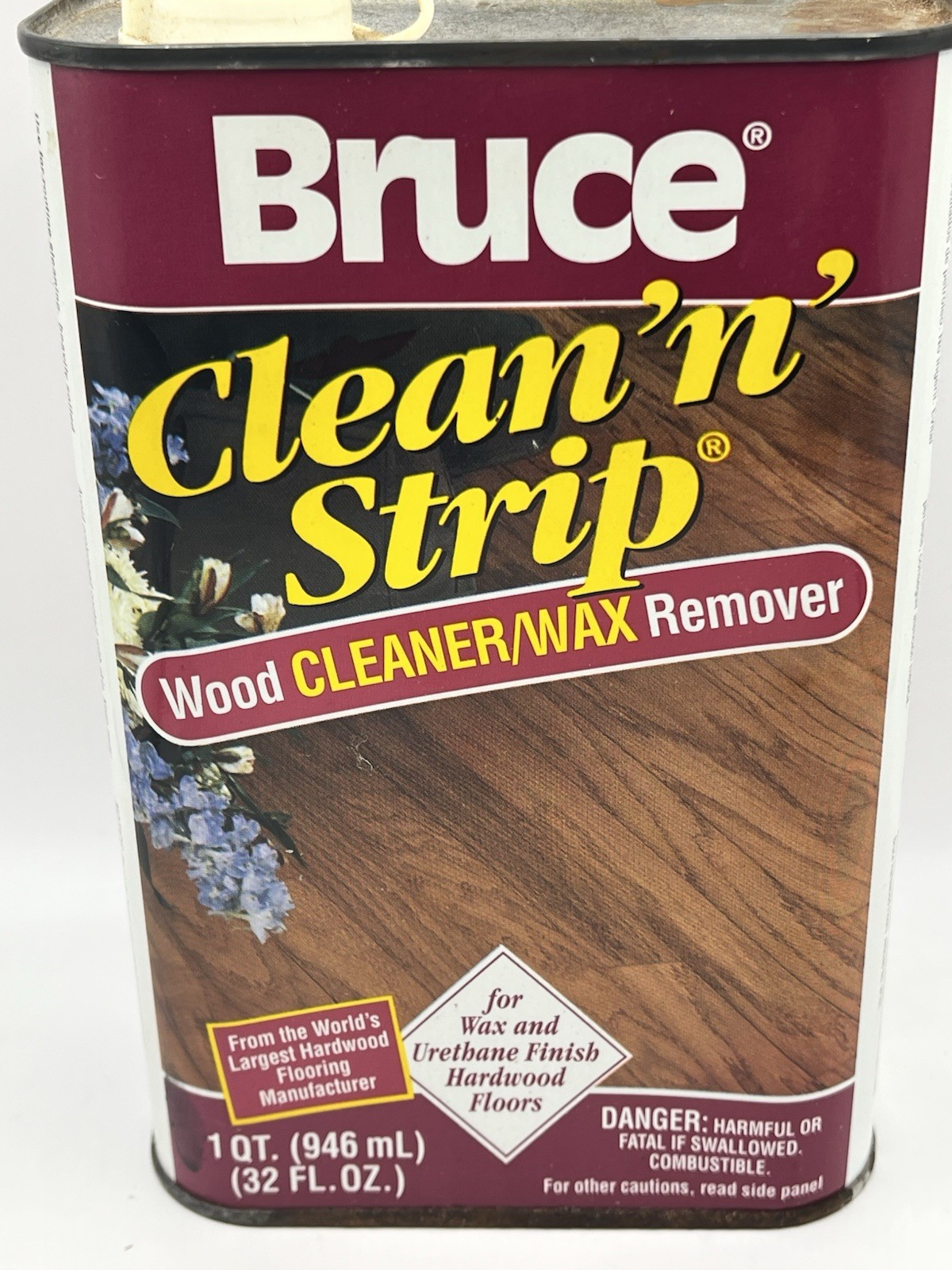Bruce CLEAN ‘N’ STRIP Wood Cleaner & Wax Remover 1qt/32oz HALF FULL 50% Tin Can