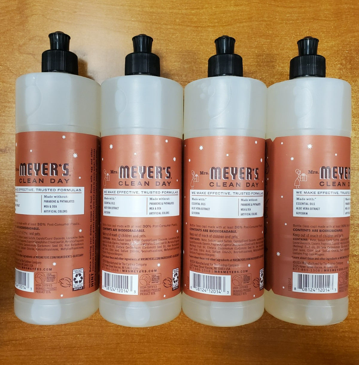 4 Pk: MRS. MEYER’S CLEAN DAY Liquid Dish Soap *Gingerbread* 16 oz. ea. (0143) 8C