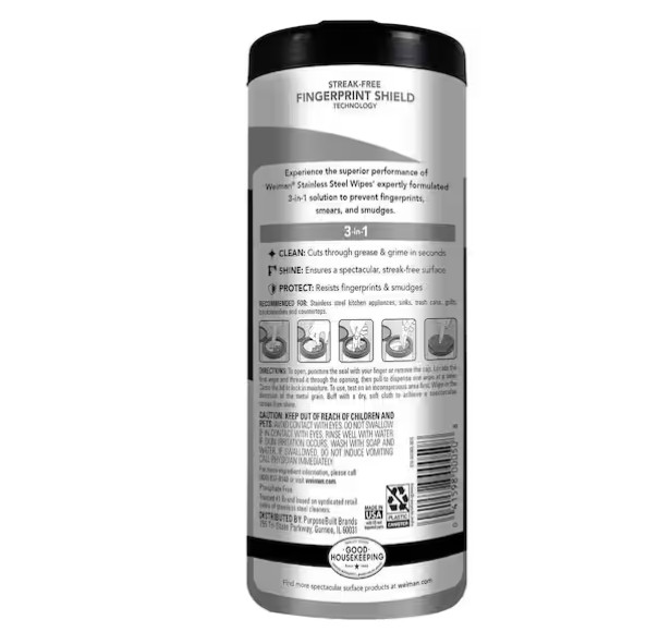 Weiman 12 oz. 3-Pack Stainless Steel Cleaner Wipes